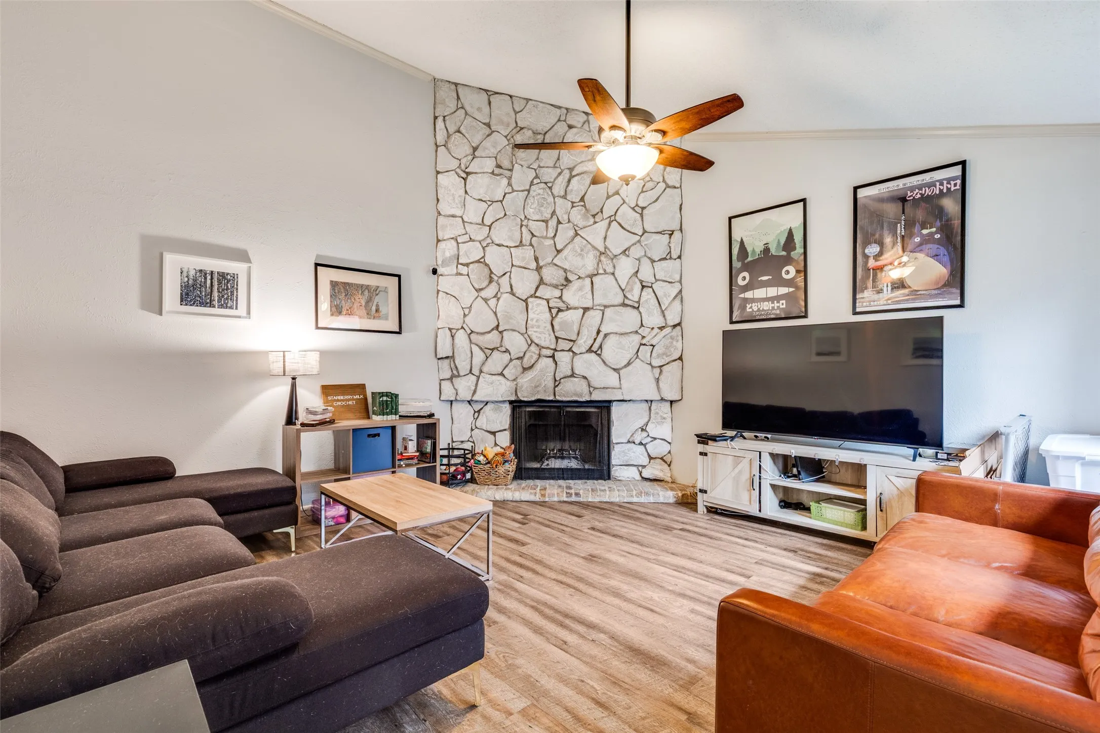 Living room with fireplace