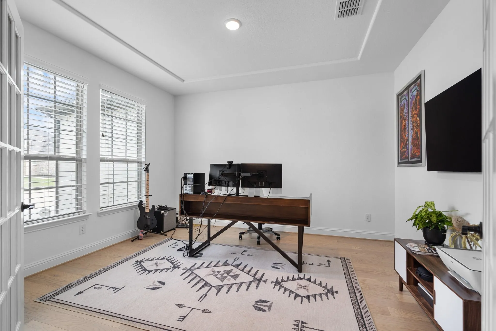 Upgraded Dedicated Office with French Doors & Tray Ceiling
