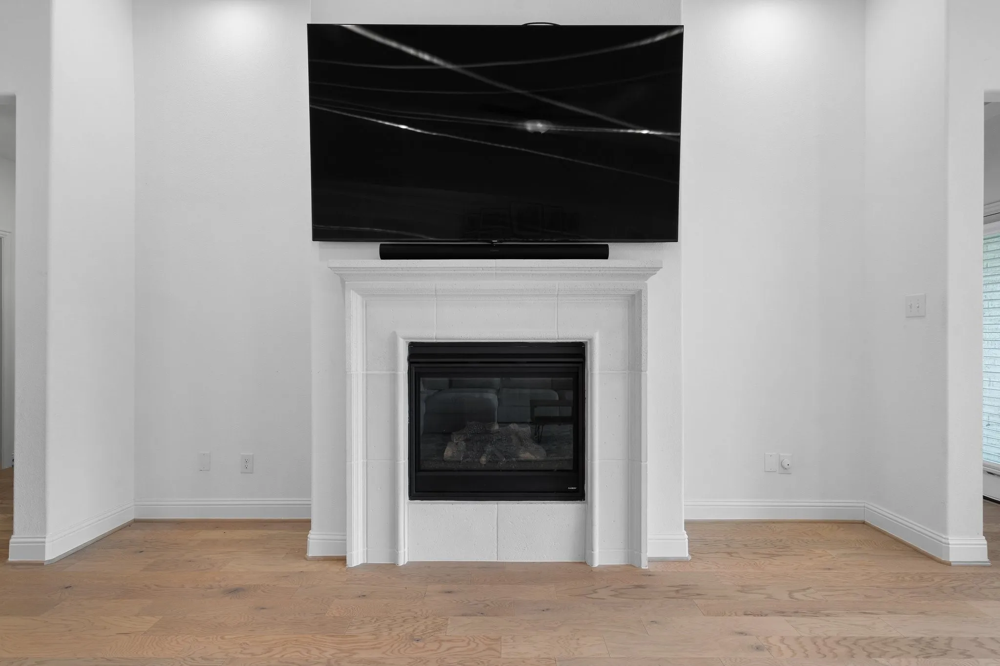 Upgraded Fireplace with Limestone