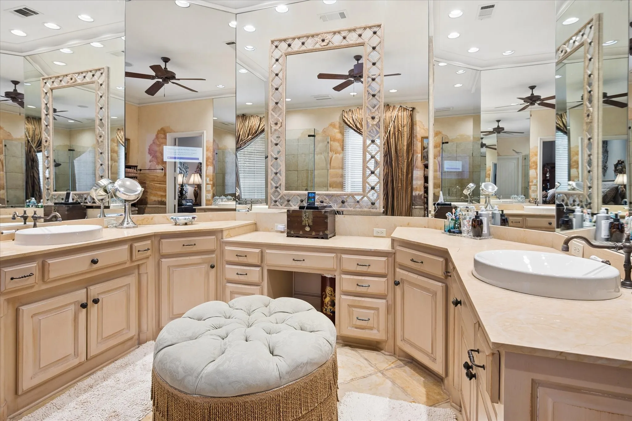 With hidden TV behind the mirror