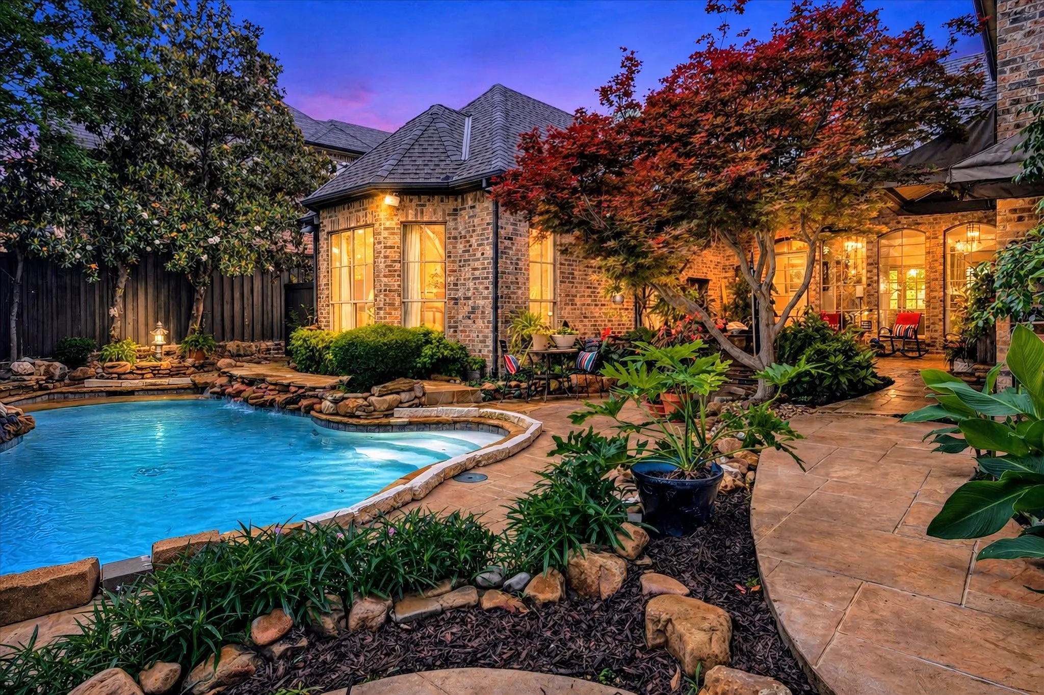 Beautifully landscaped backyard
