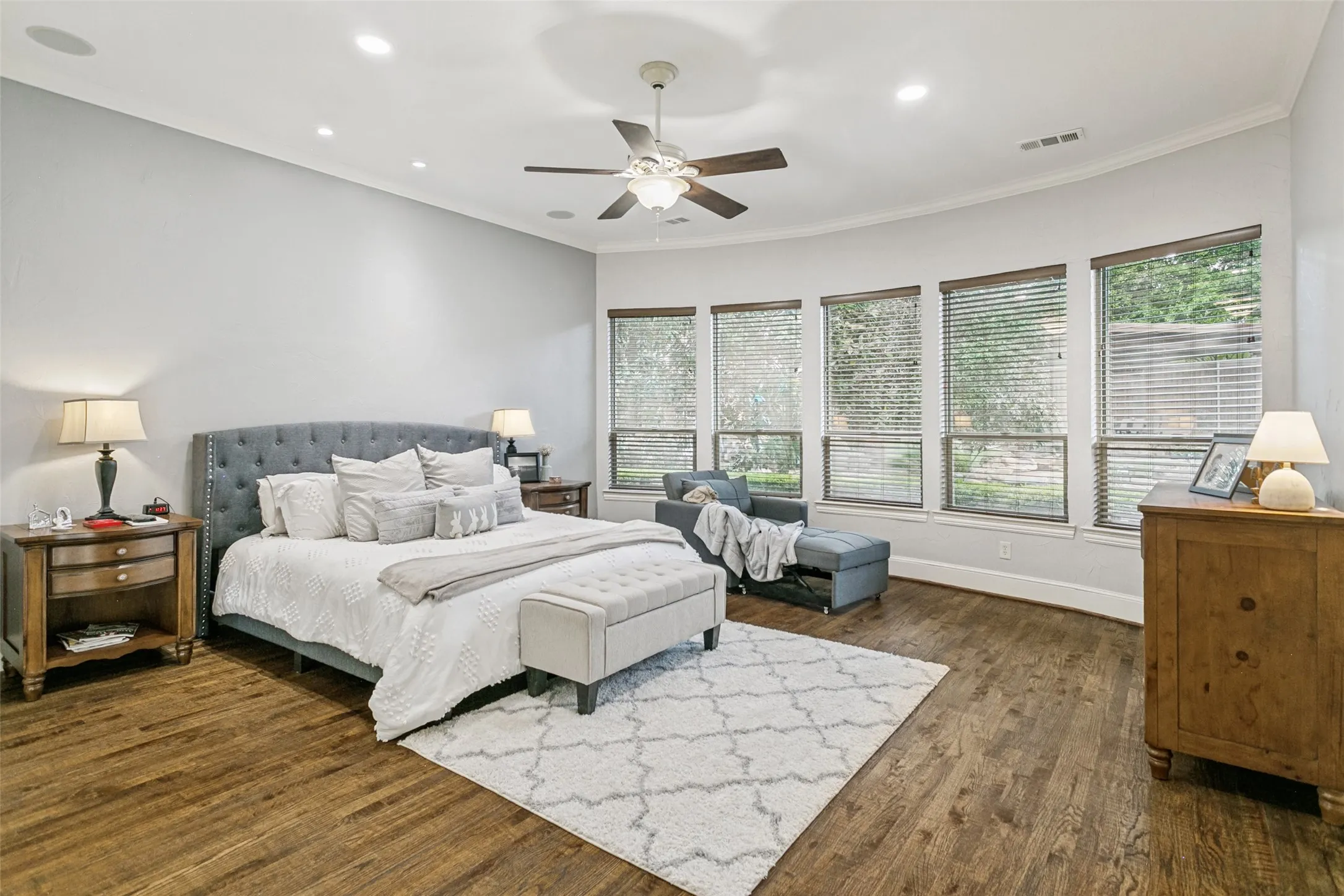 Private Primary Suite with Backyard View and separate entrance door to access Covered Patio and Pool