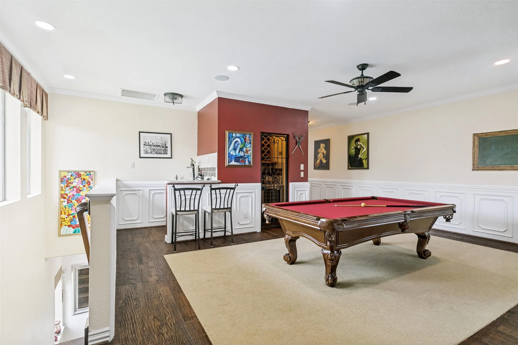 Upstairs Game Room with Attached Wet Bar and Wine Cellar