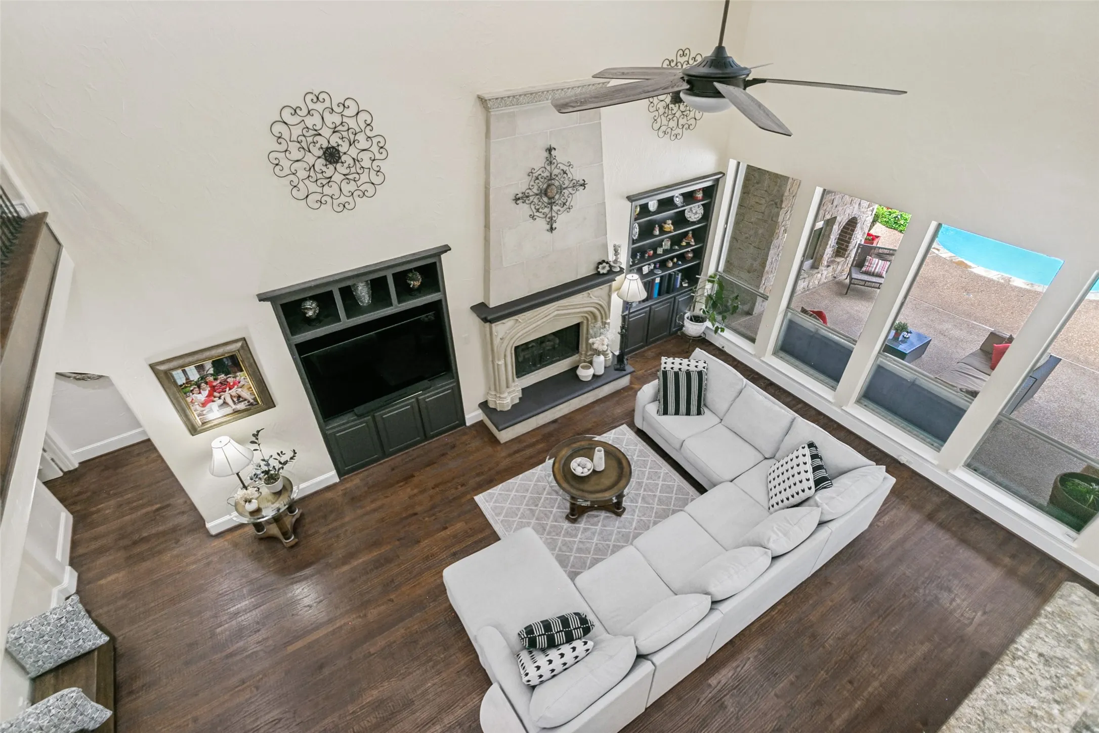 View of Great Room and Nailed-down Hardwood Flooring