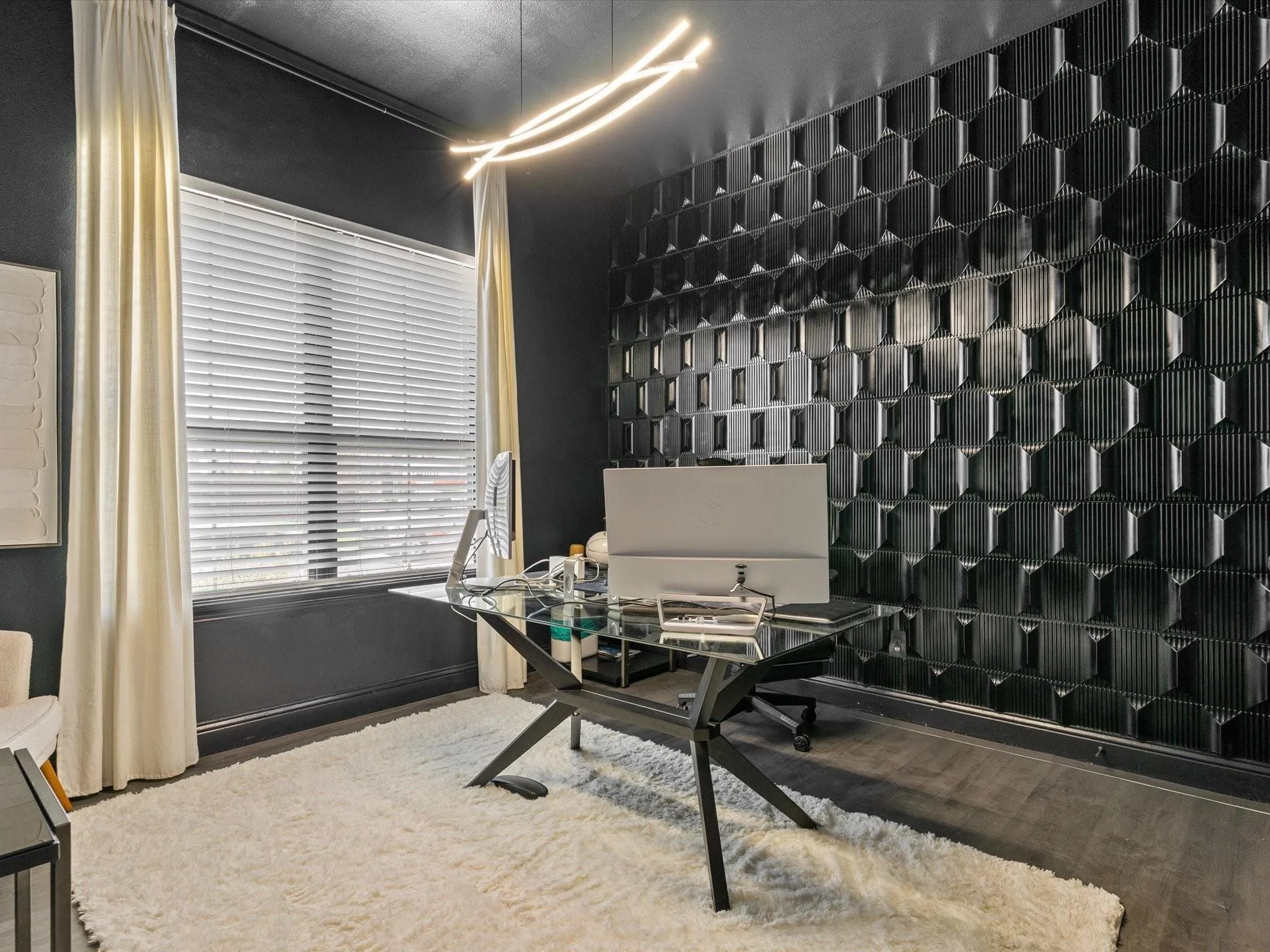 Accent wall featuring geometric paneling