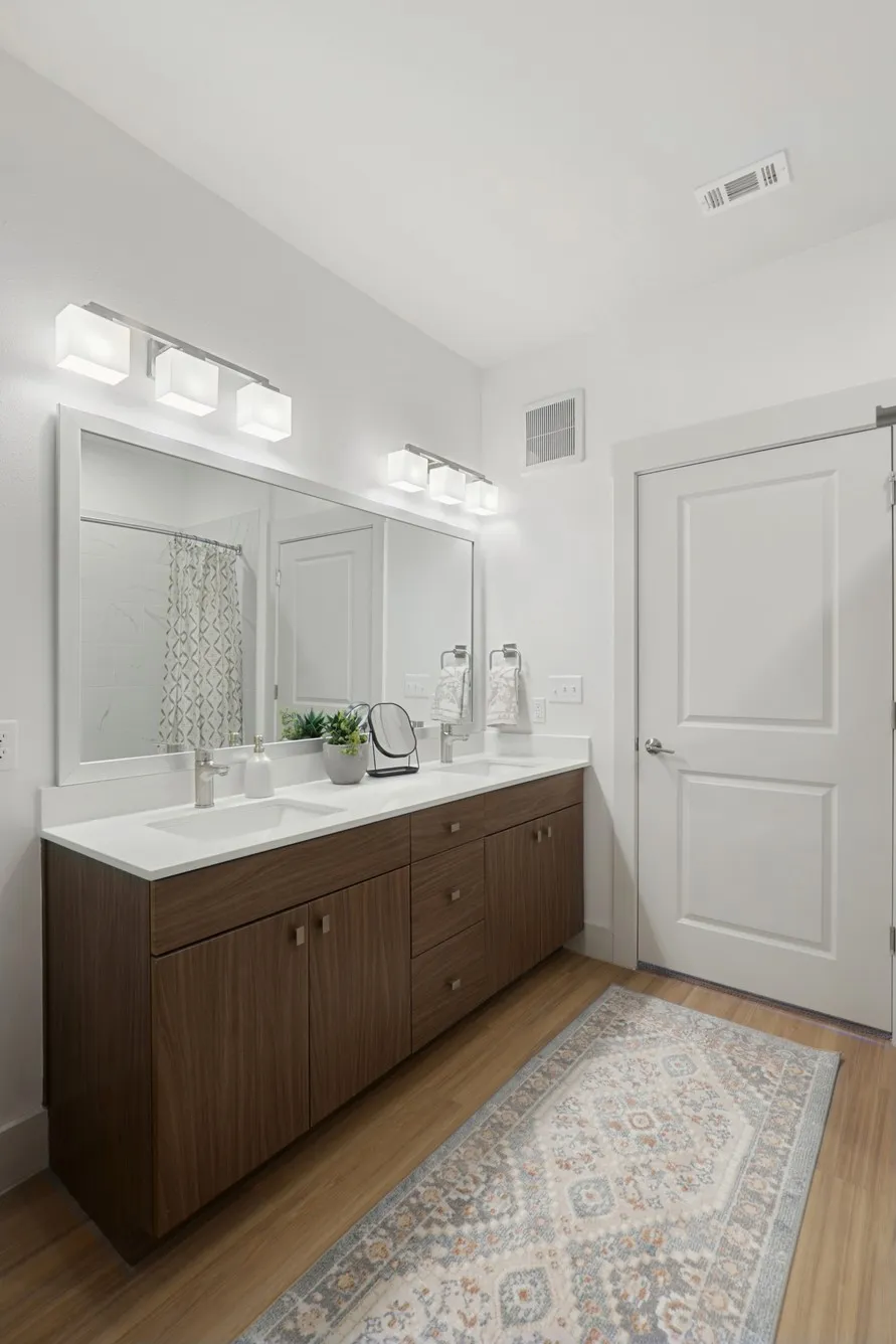 Stock image of the model apartment. Units are NOT furnished. Finishout is similar in all units.