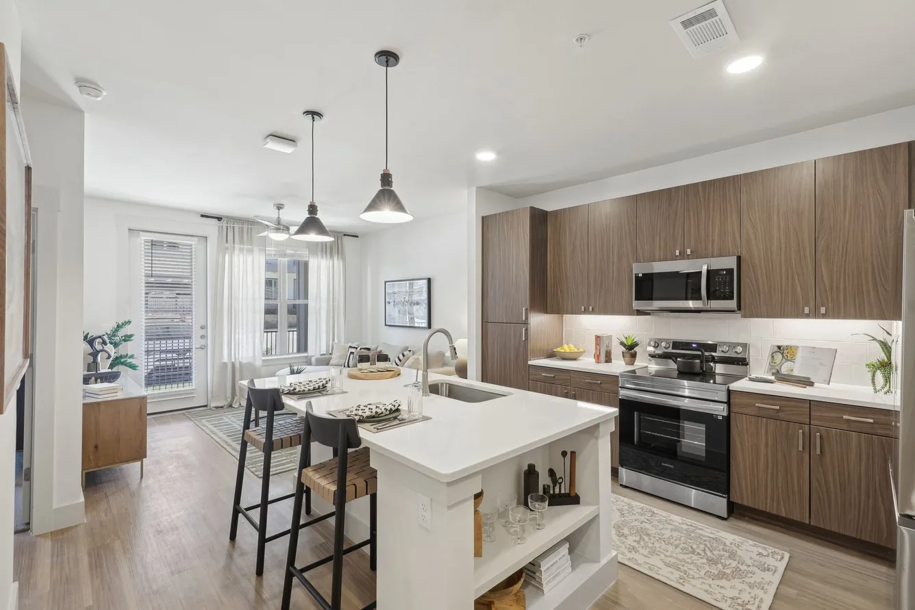 Stock image of the model apartment. Units are NOT furnished. Finishout is similar in all units.