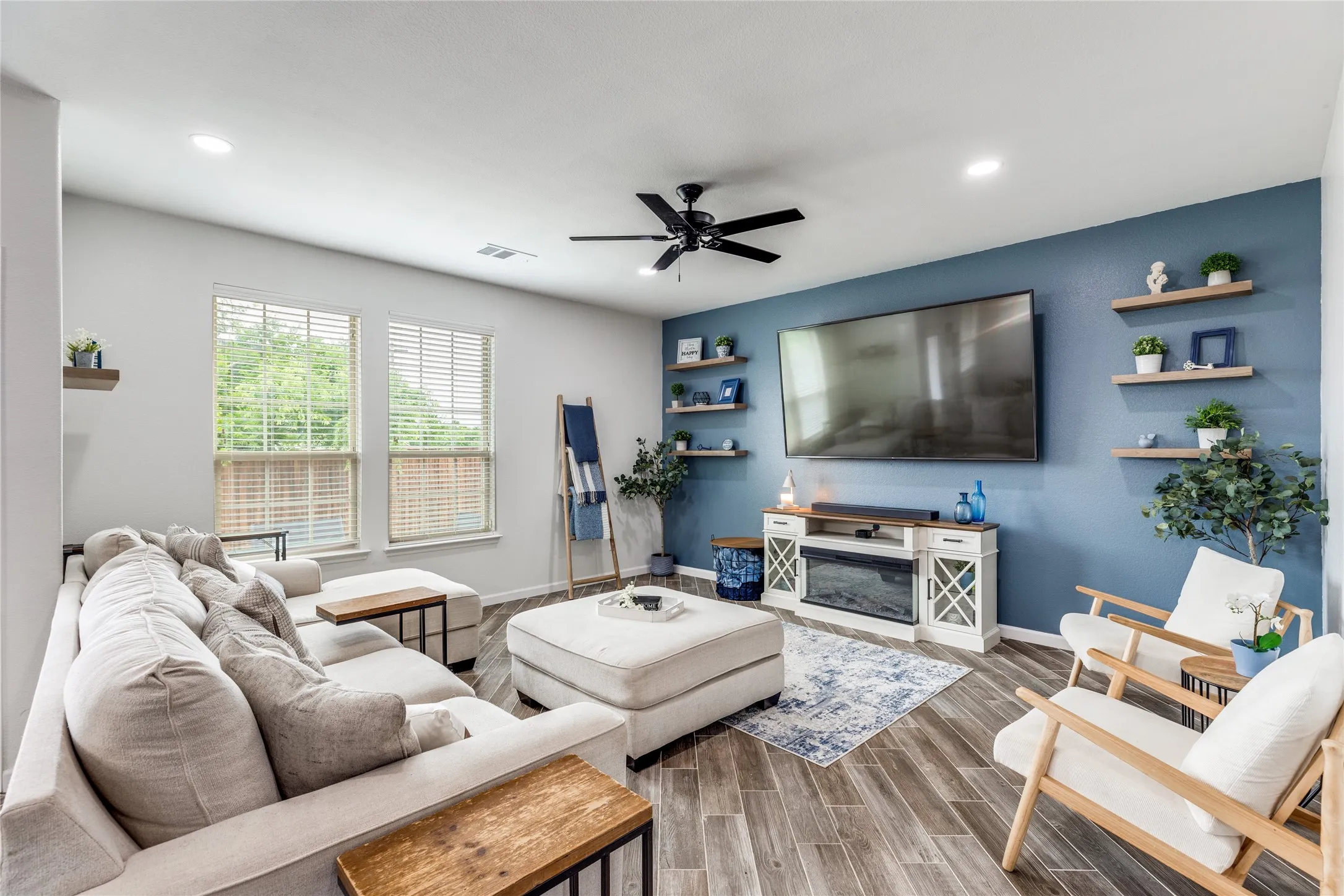 Roomy living area works for any furniture arrangement.