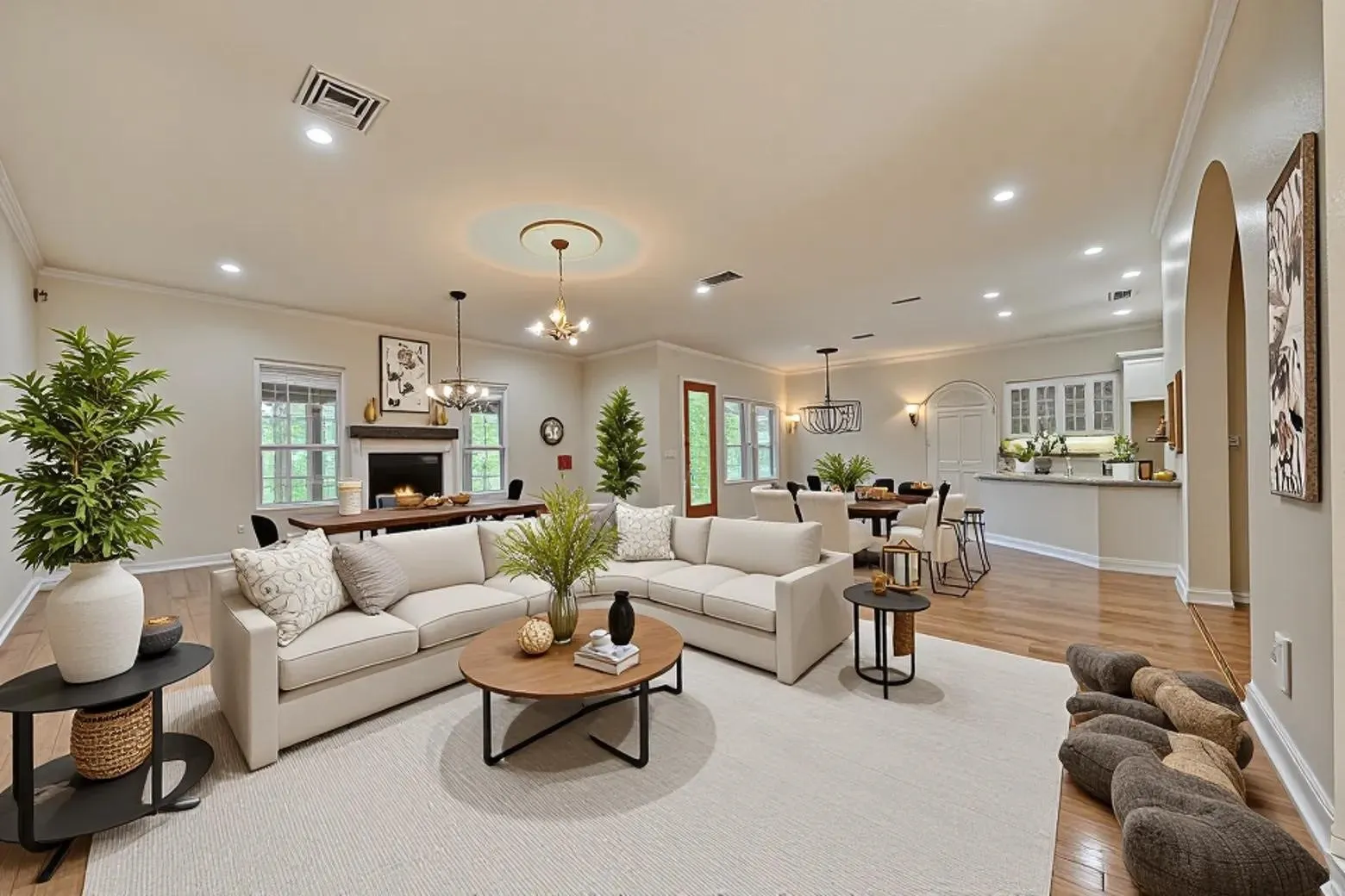 Living area virtually staged