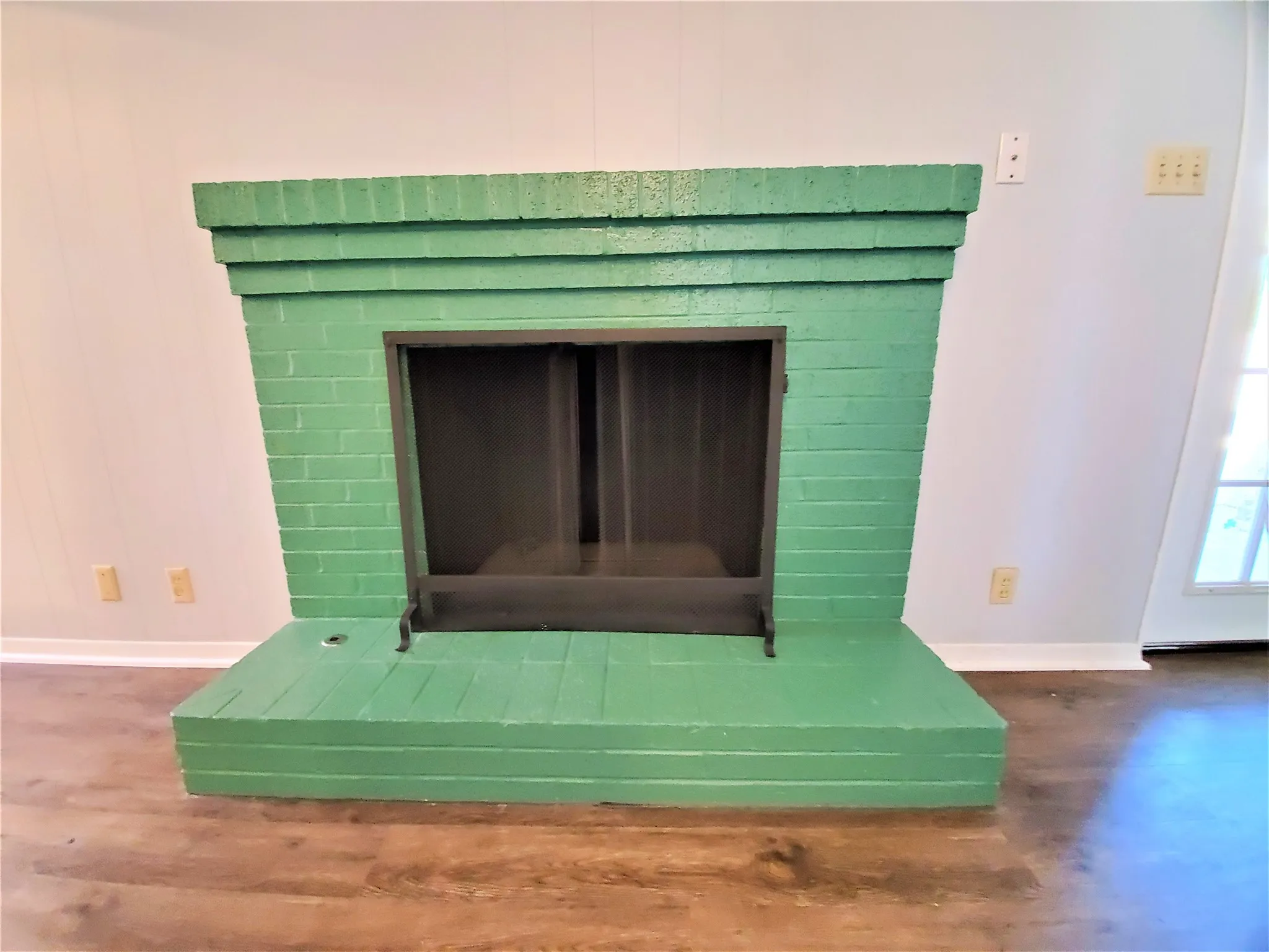 brick fireplace