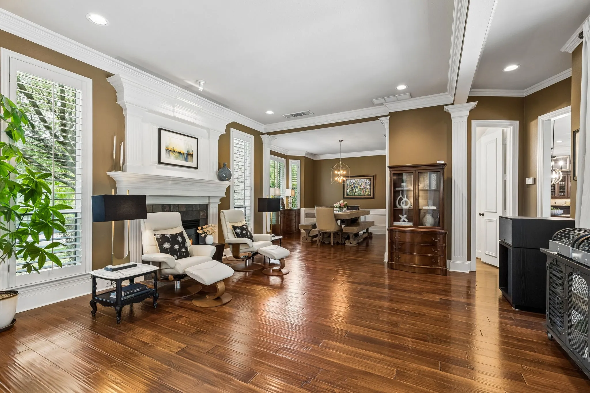 Living Room with fireplace provides extended space to relax or entertain.