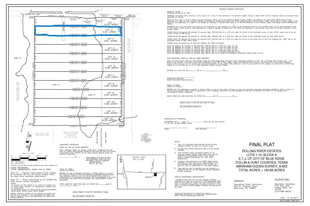 blue outline shows aproximate 9.71 acre lines