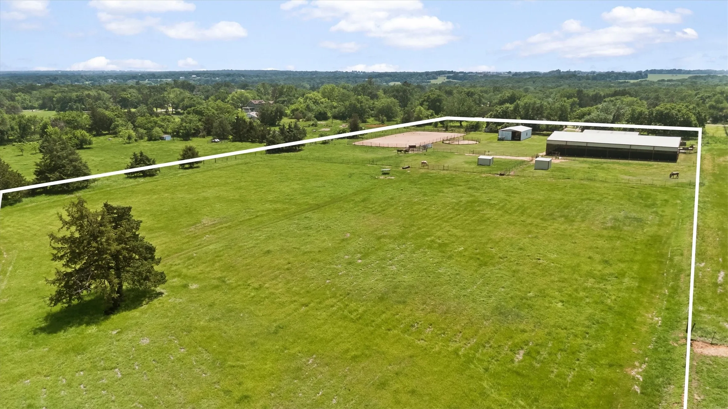 Aerial view of the pasture - has been hayed