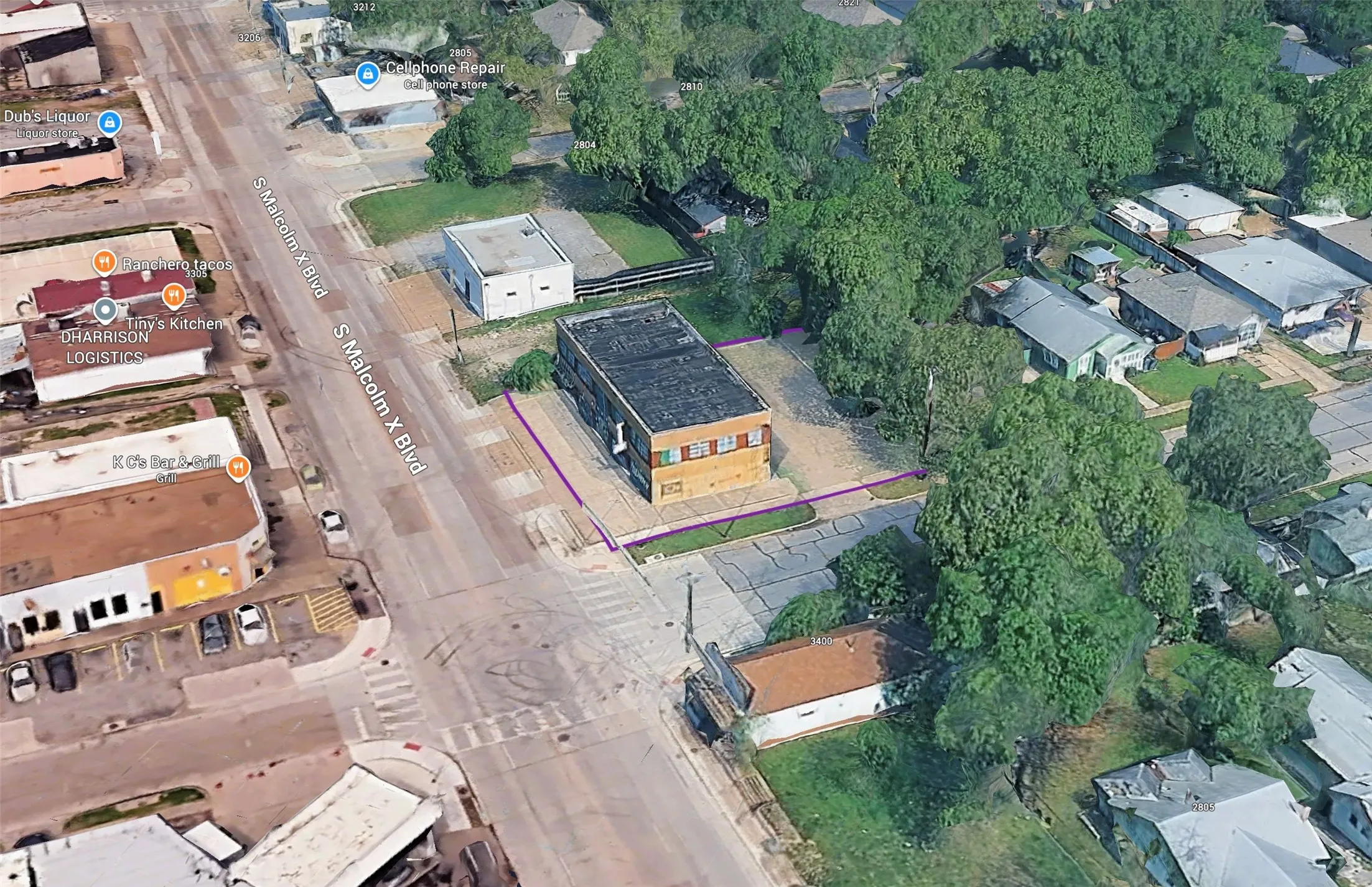 Commercial building with a flat roof and brick facade