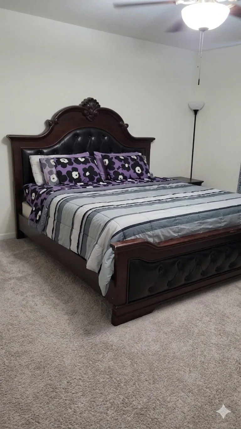 Plush gray carpeting