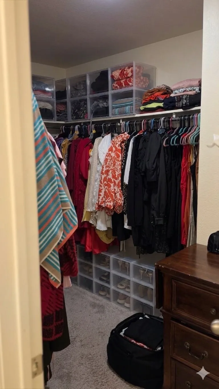 Walk-in closet featuring