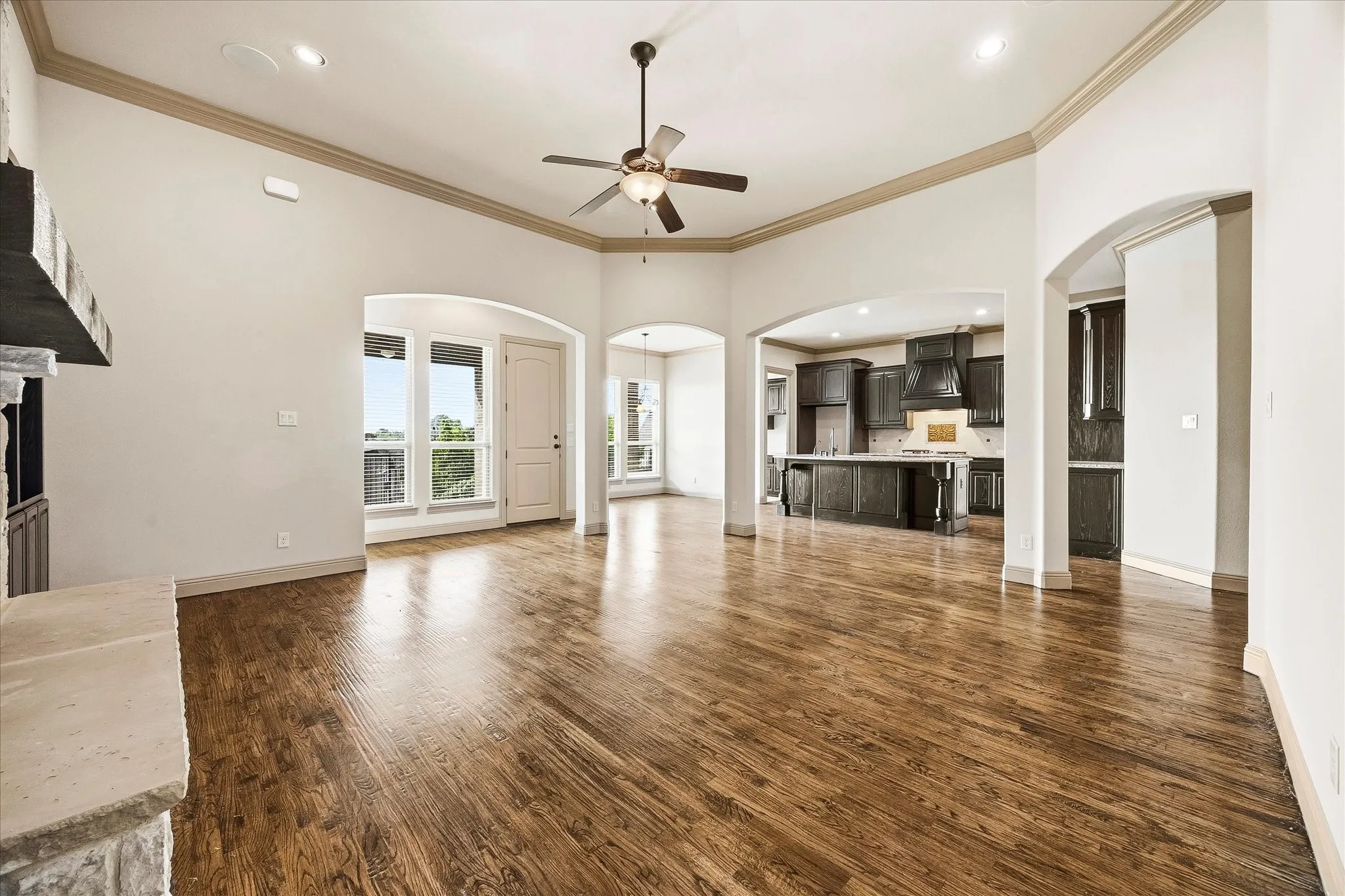 Spacious family room opens onto kitchen and breakfast area
