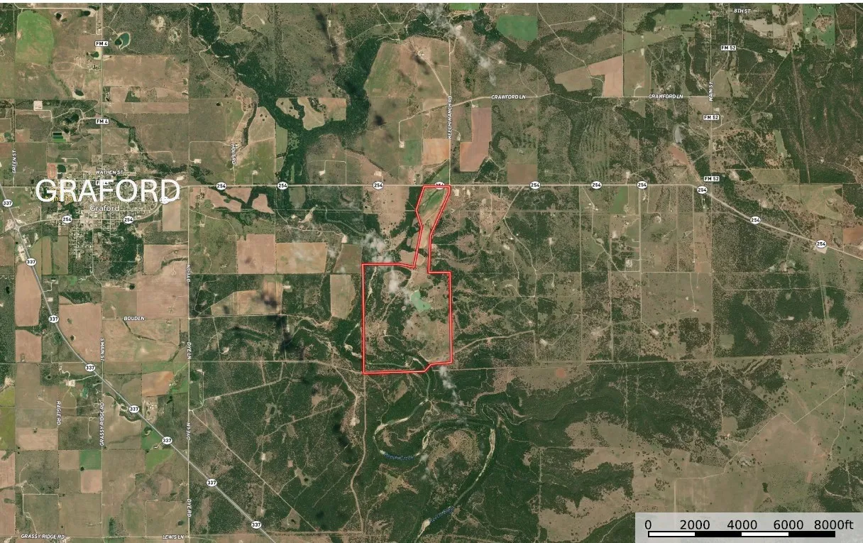 Aerial Map. Displaying the geographic location and boundaries of the property