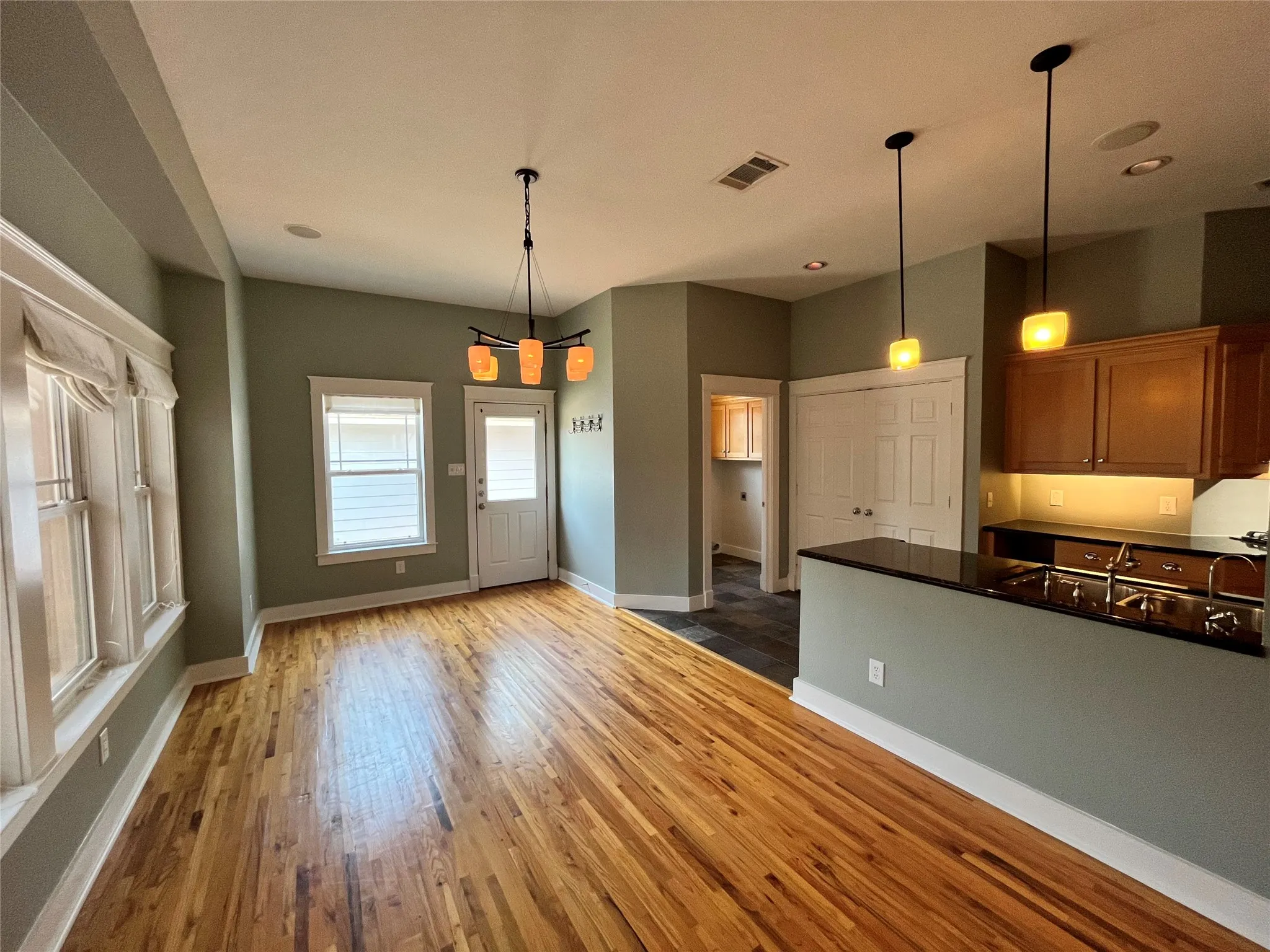 Dining area that opens directly into the modern kitchen.