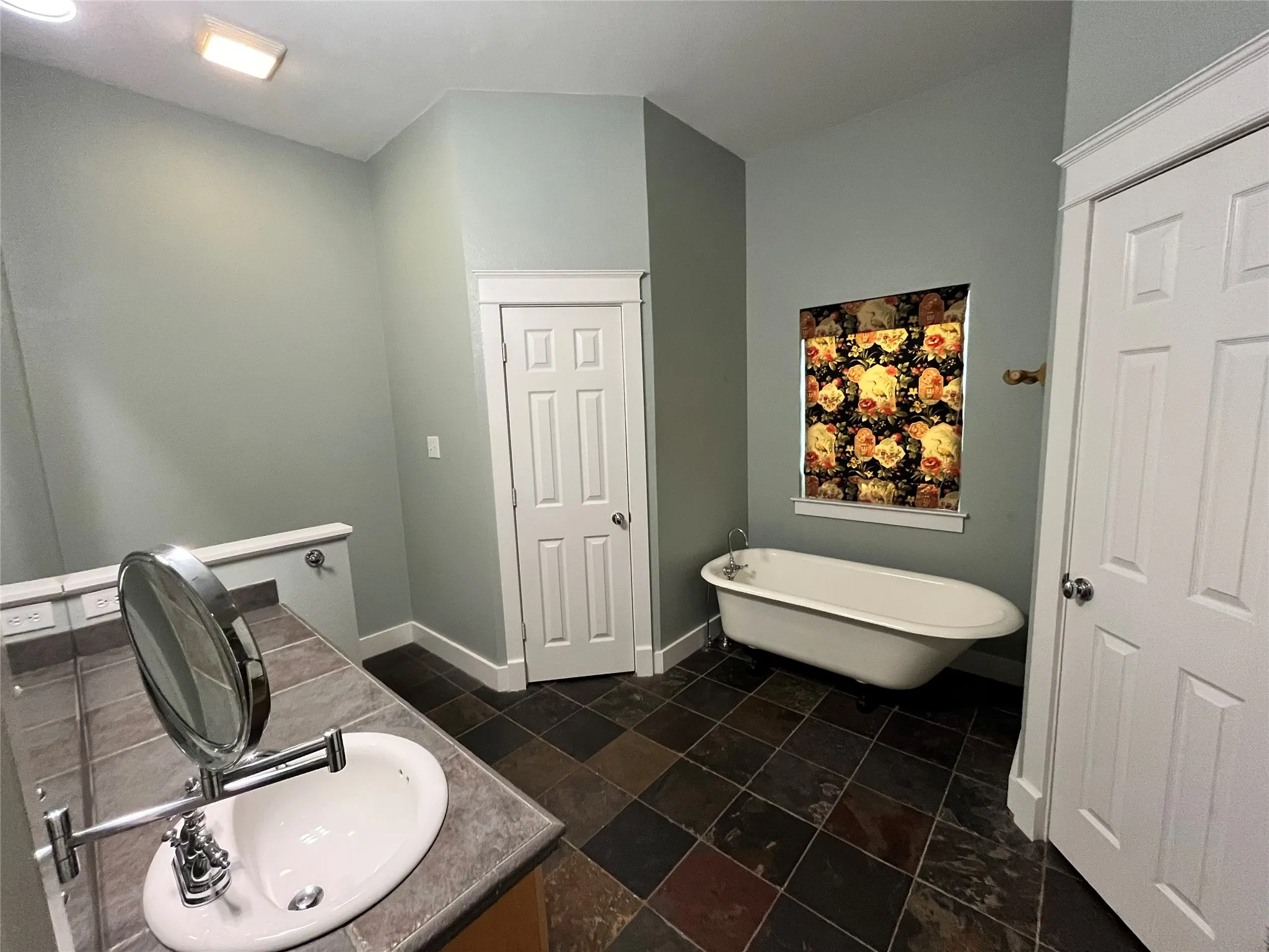 Spa-like bathroom with a soaking tub and separate walk-in shower.