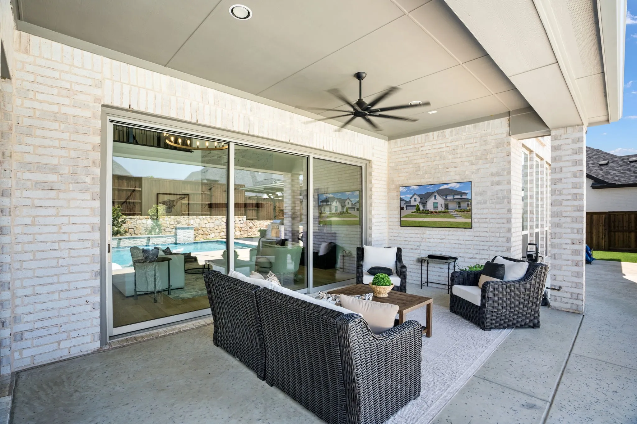 Covered Patio with sliders