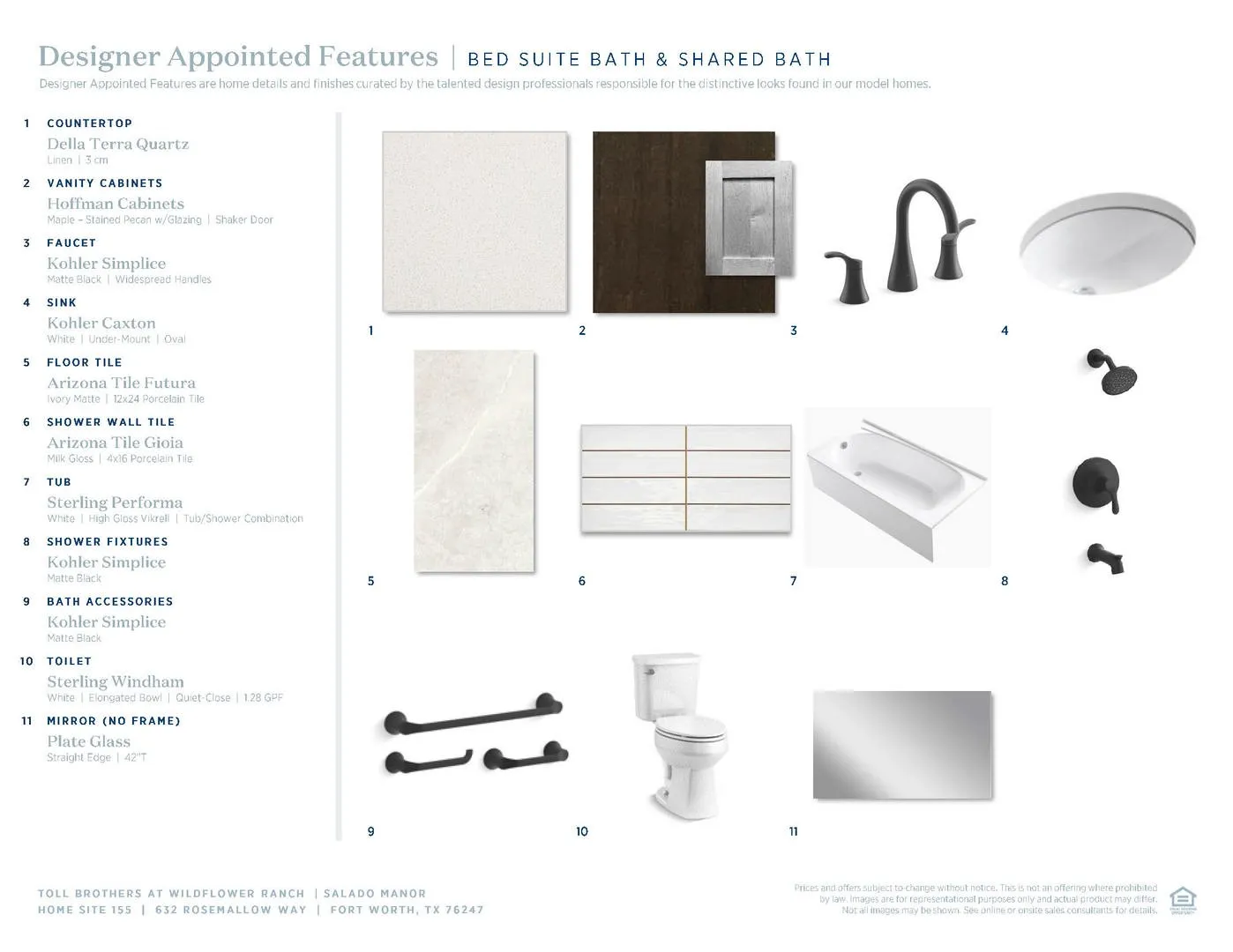 Wildflower Ranch Select- Bed Suite Bath & Shared Bath Selections