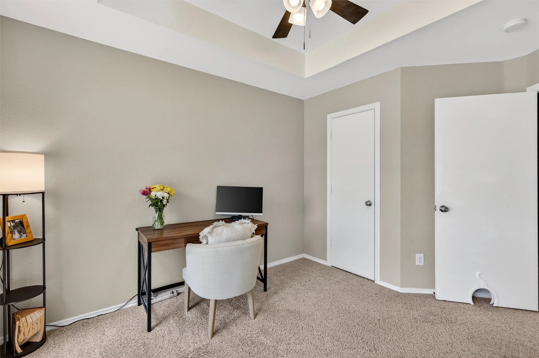 NEW CARPET! Bed #2 or office with new ceiling fan & new bedroom door