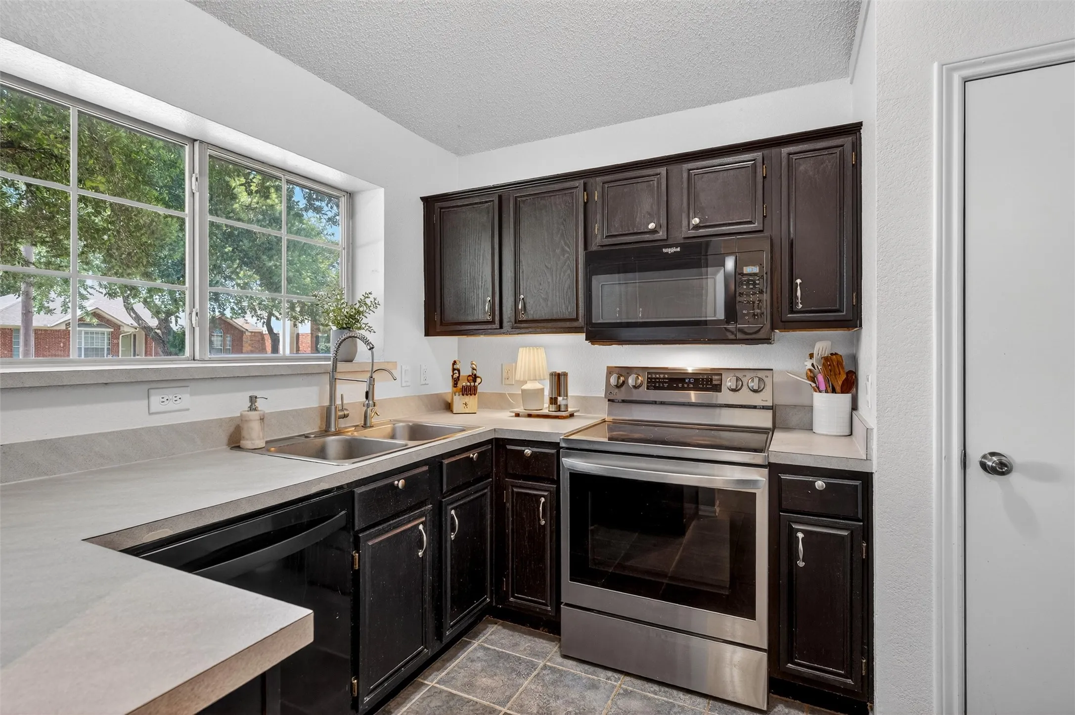 Stainless and Black oven and microwave