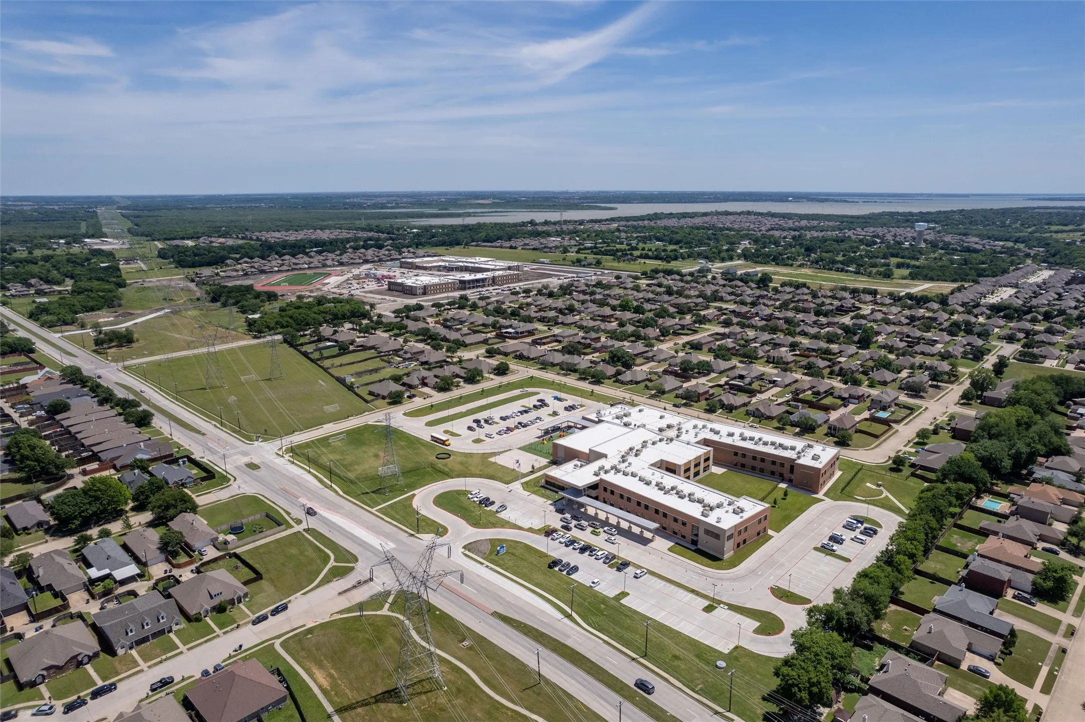 Kreyer Elementary opened Fall 2025 - Lake Ray Hubbard in the distance to the Southeast