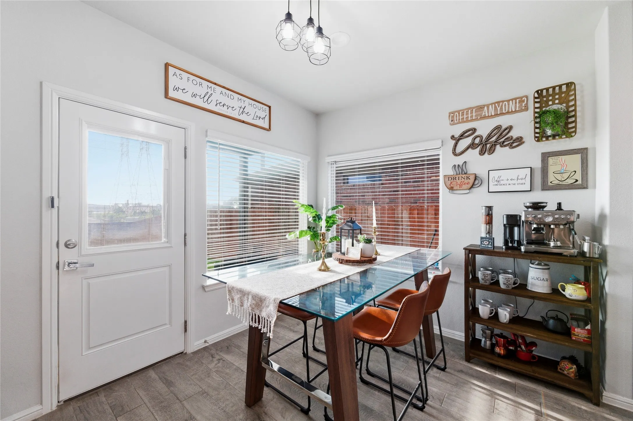 Wood-finish flooring throughout