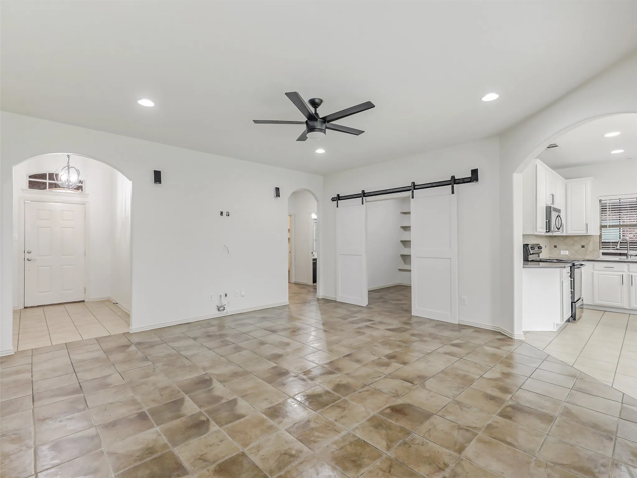 Recessed lighting, ceiling fan with light fixture