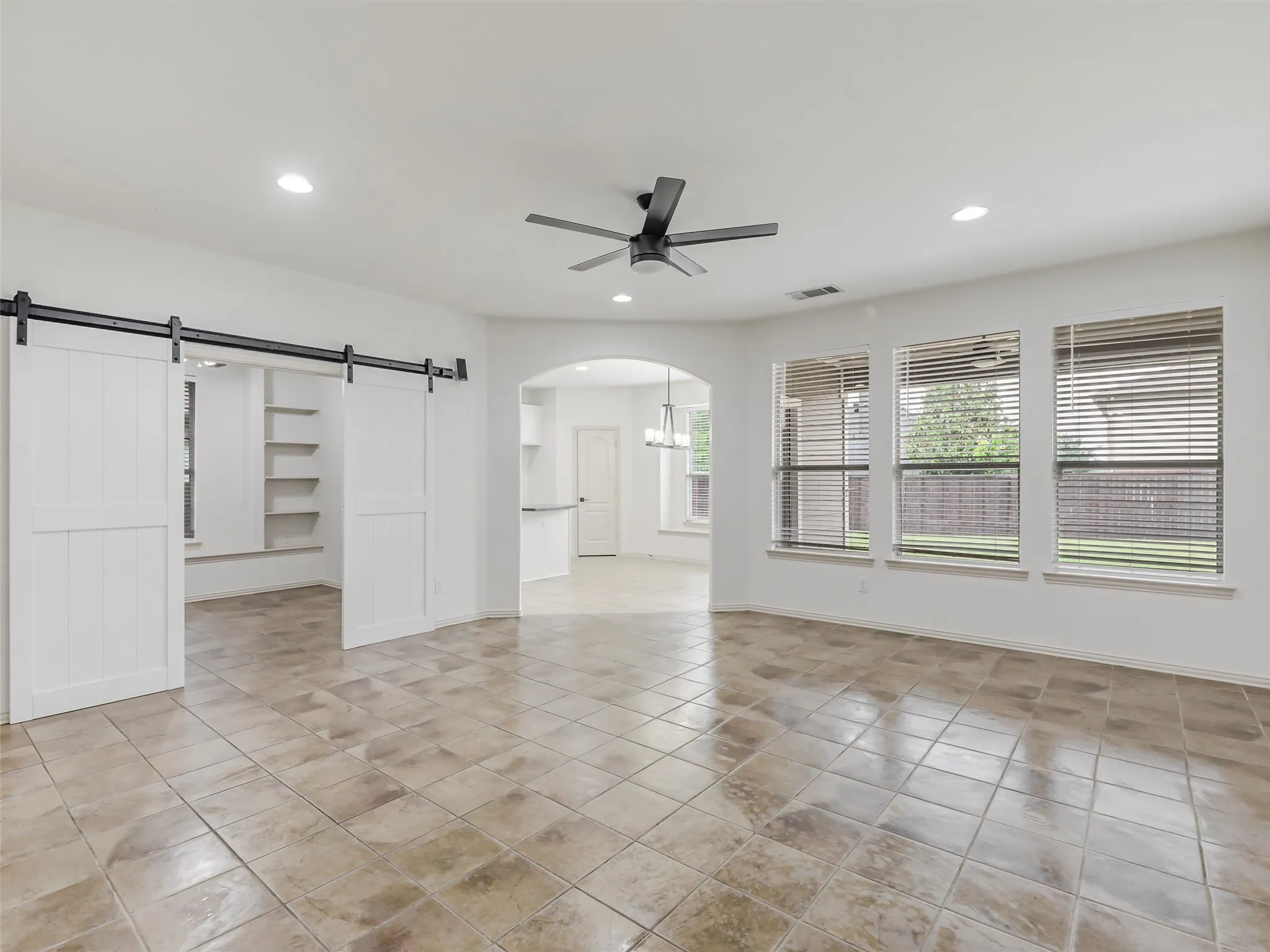 Recessed lighting, ceiling fan with light fixture