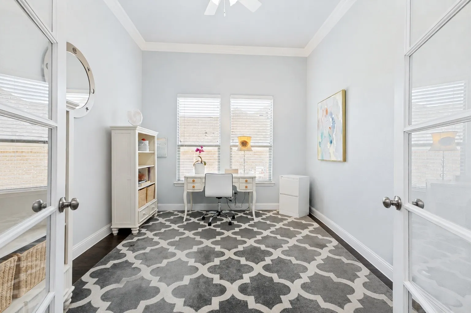 Study with French doors and great natural light.