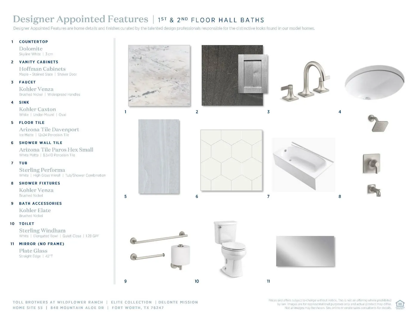 Wildflower Ranch Elite-1st & 2nd Floor Hall Bath Selections
