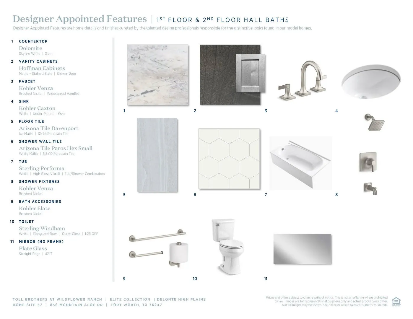 Wildflower Ranch Elite-1st Floor & 2nd Floor Hall Bath Selections