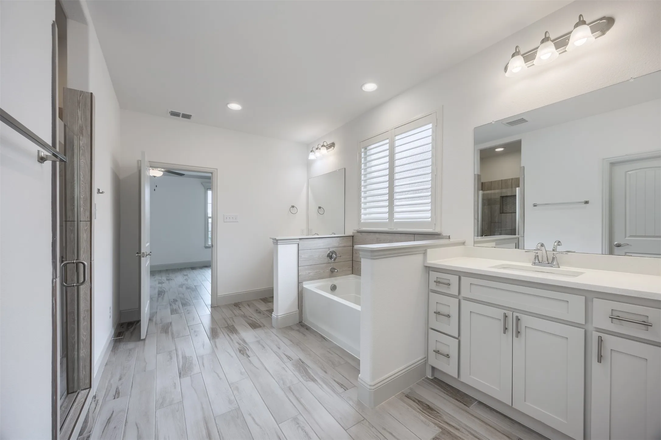 Separate tub and shower