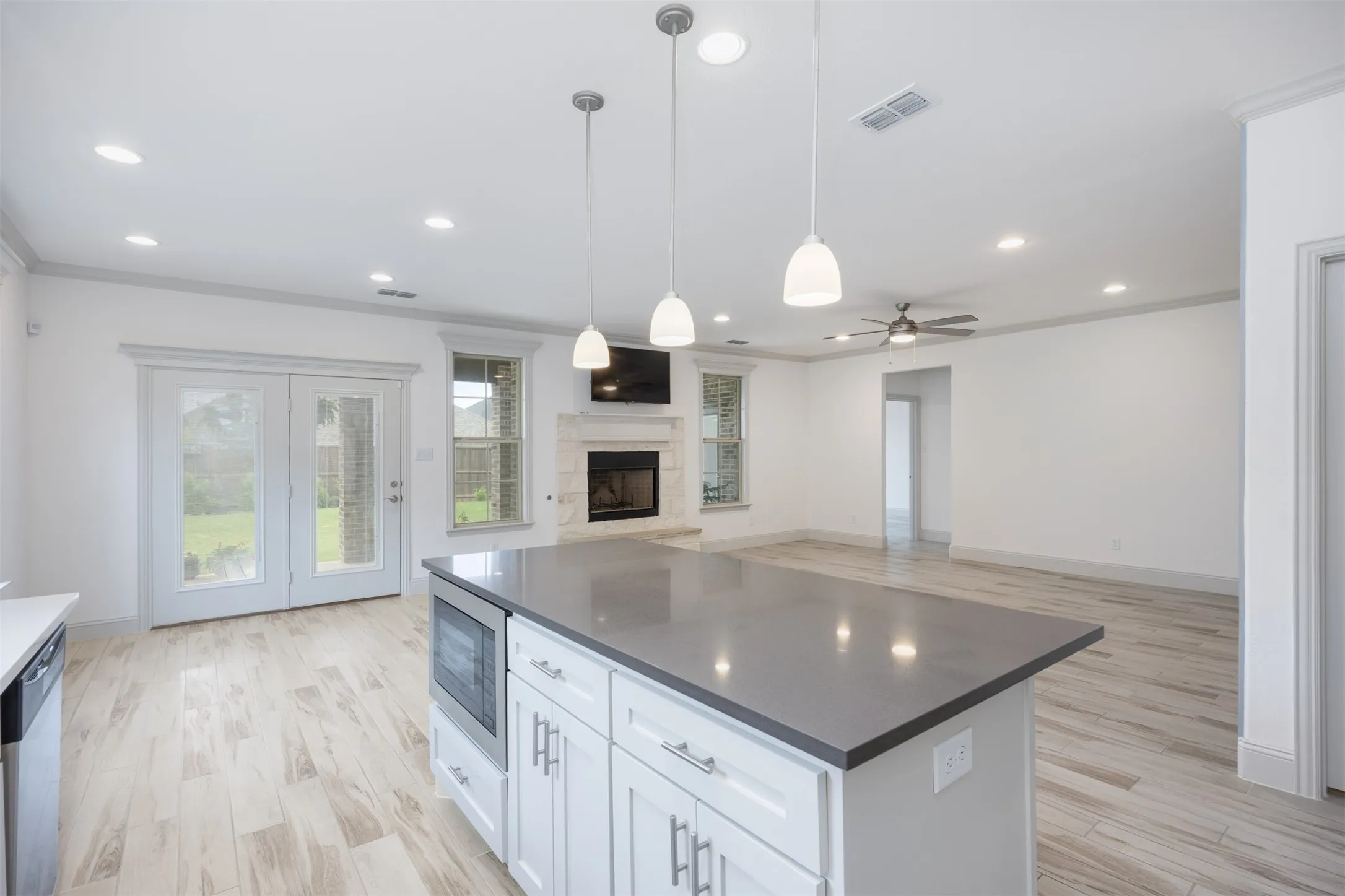 Kitchen opens to family room