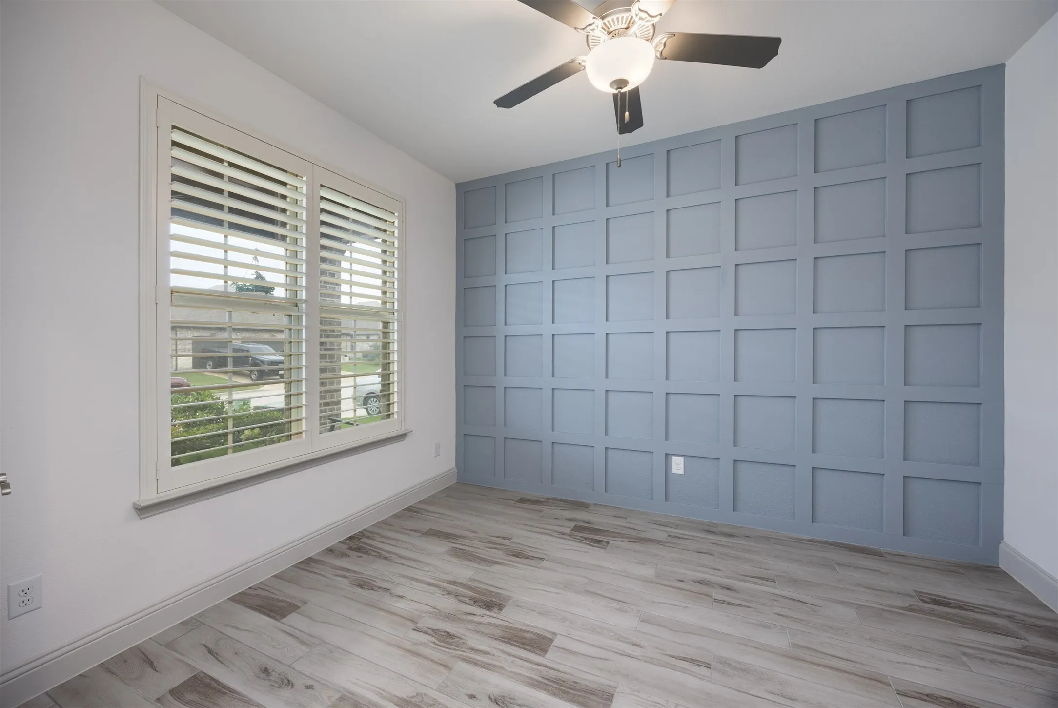 Office with accent wall