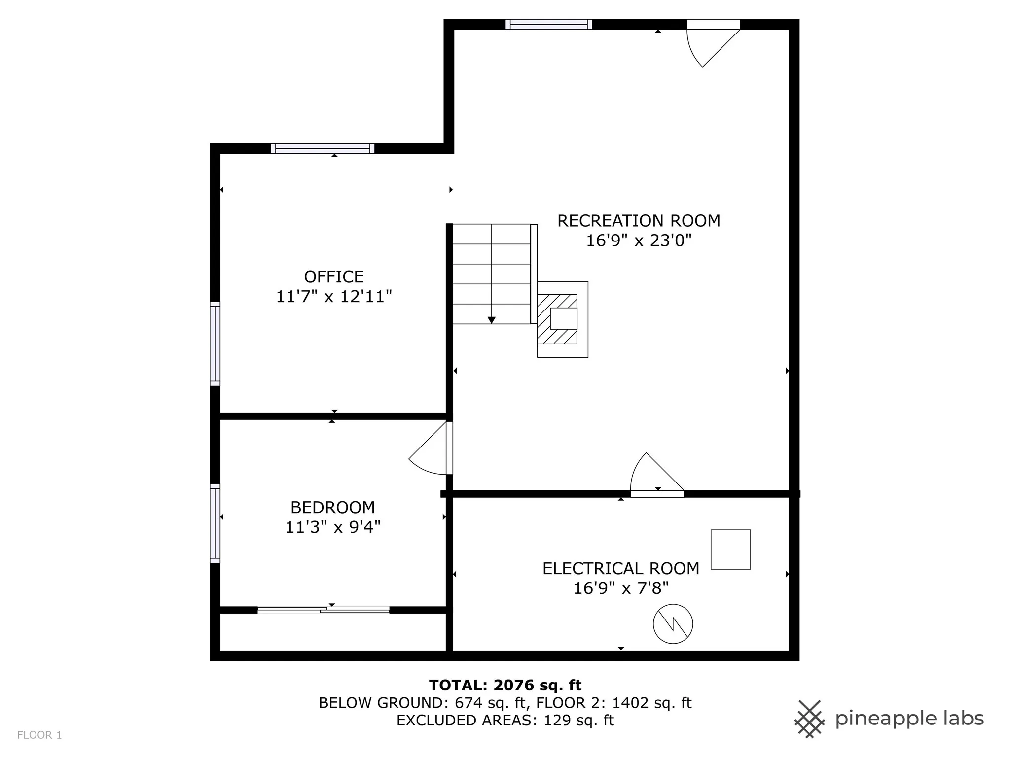 Lower level with Secondary Living/Recreation Room and Walkout.