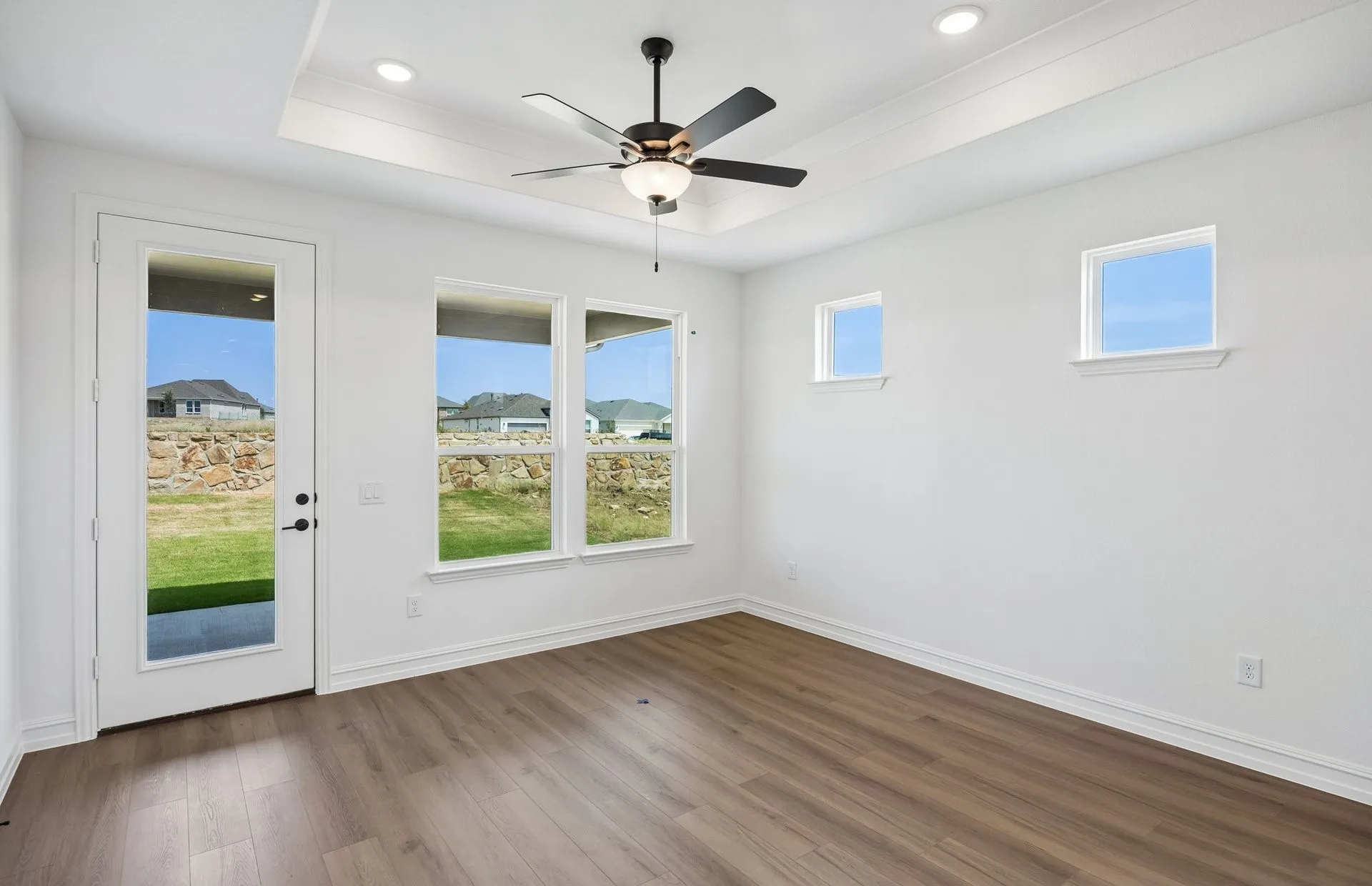 Dining area with backyard access