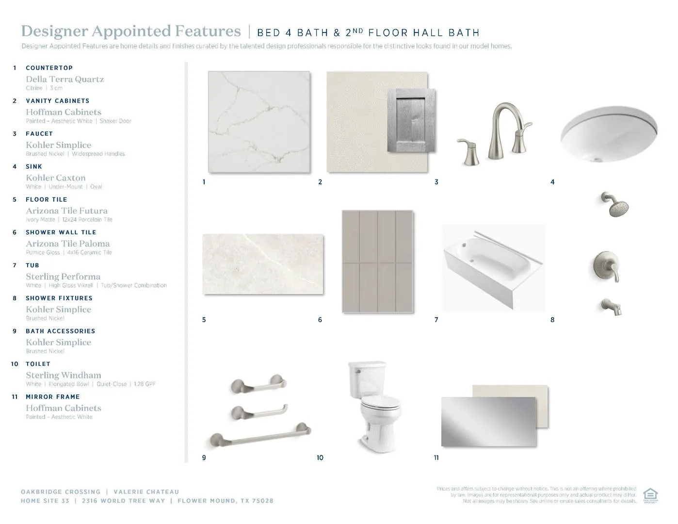 Valerie Chateau-Bed 4 Bath & 2nd Floor Hall Bath Selections