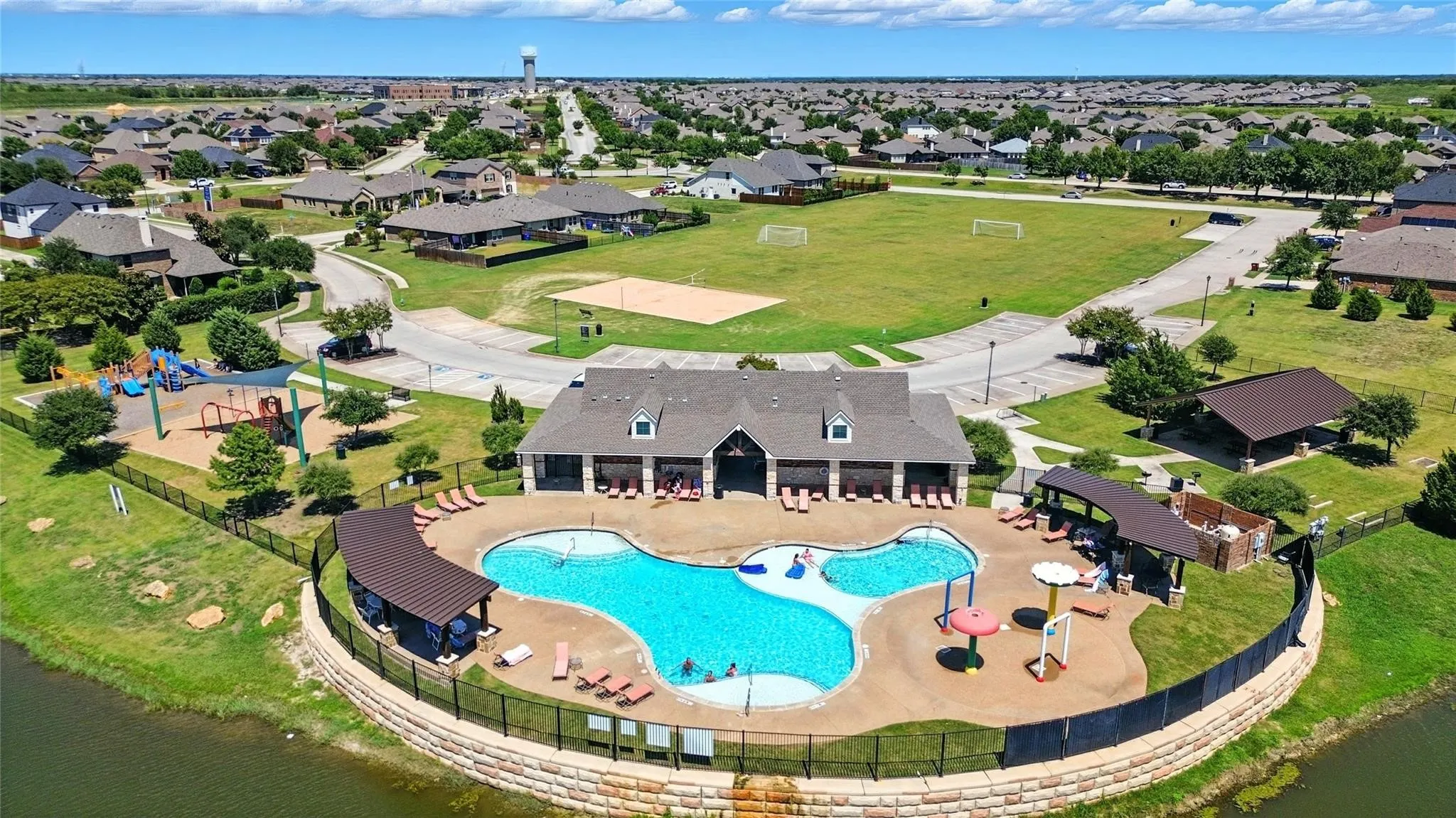 Aerial view of community pool area