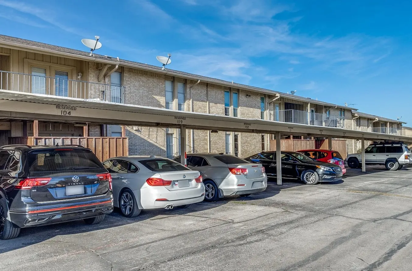 Reserved carport parking spaces providing covered accommodation