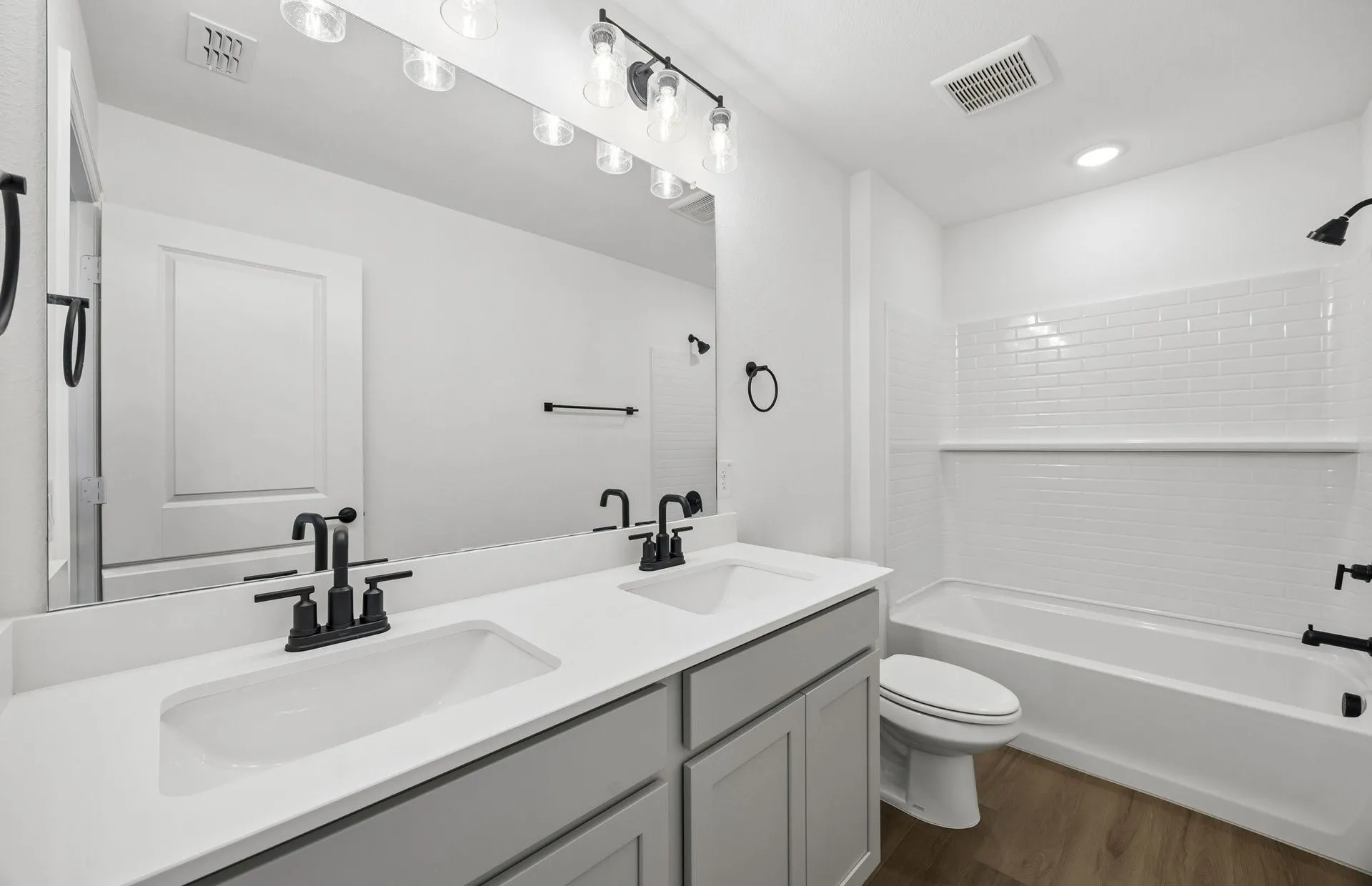 Secondary bathroom with double vanity