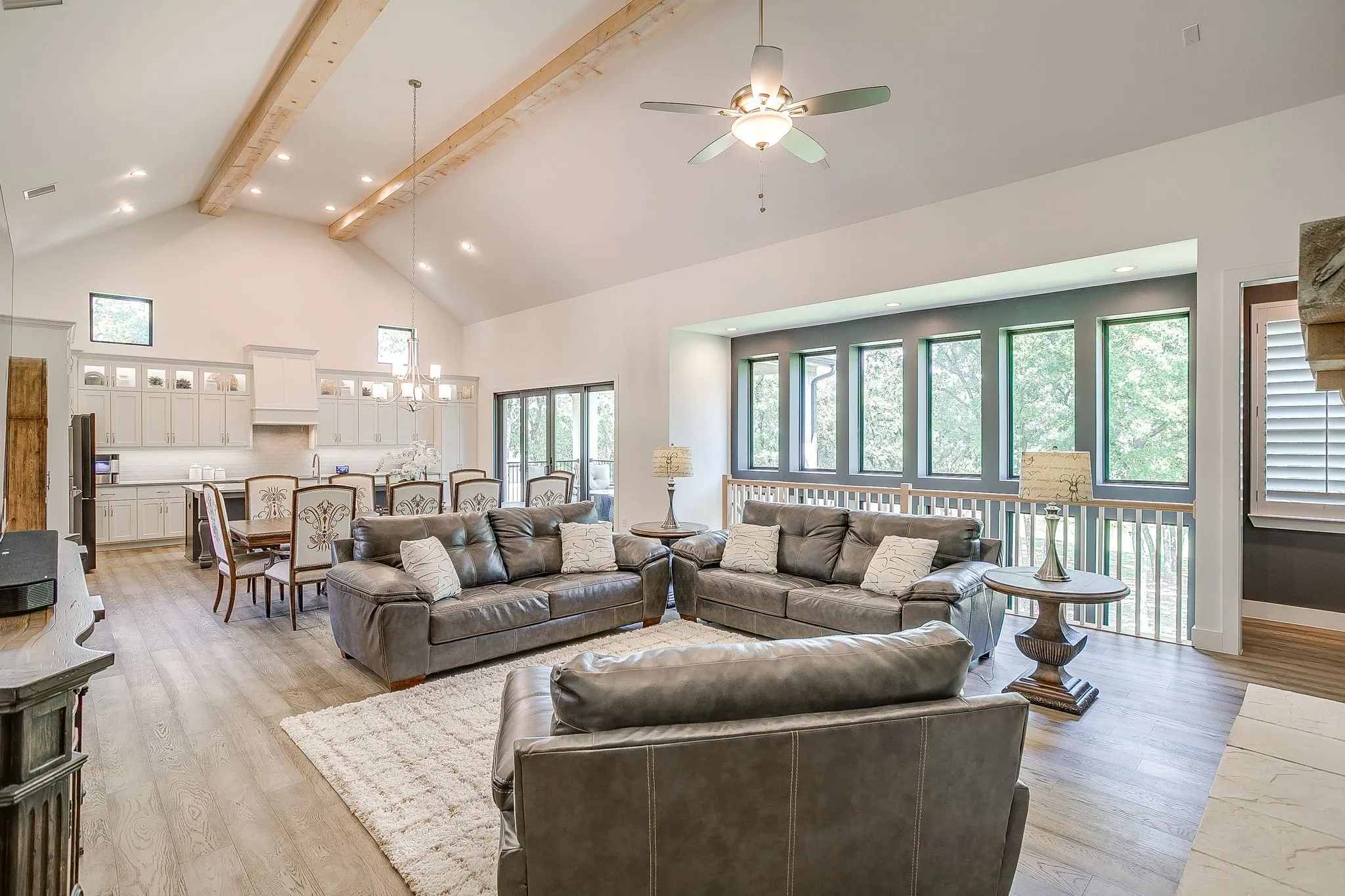 Living room with windows galore.
