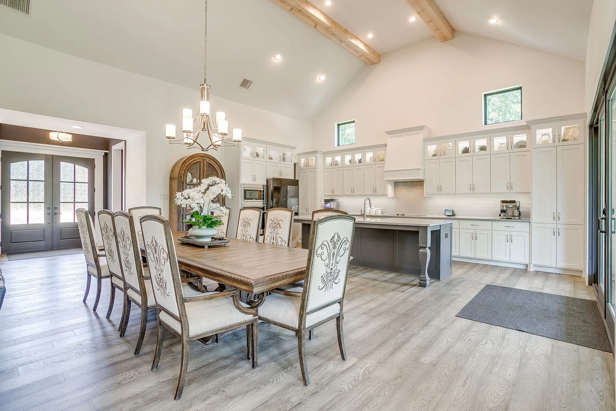 Formal dining area is open to kitchen.