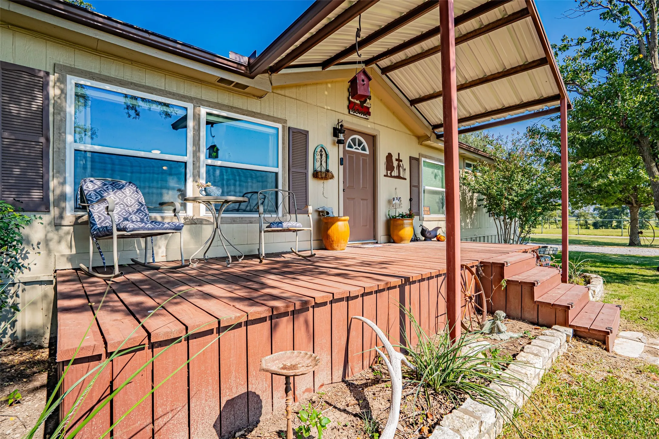 View of wooden deck.