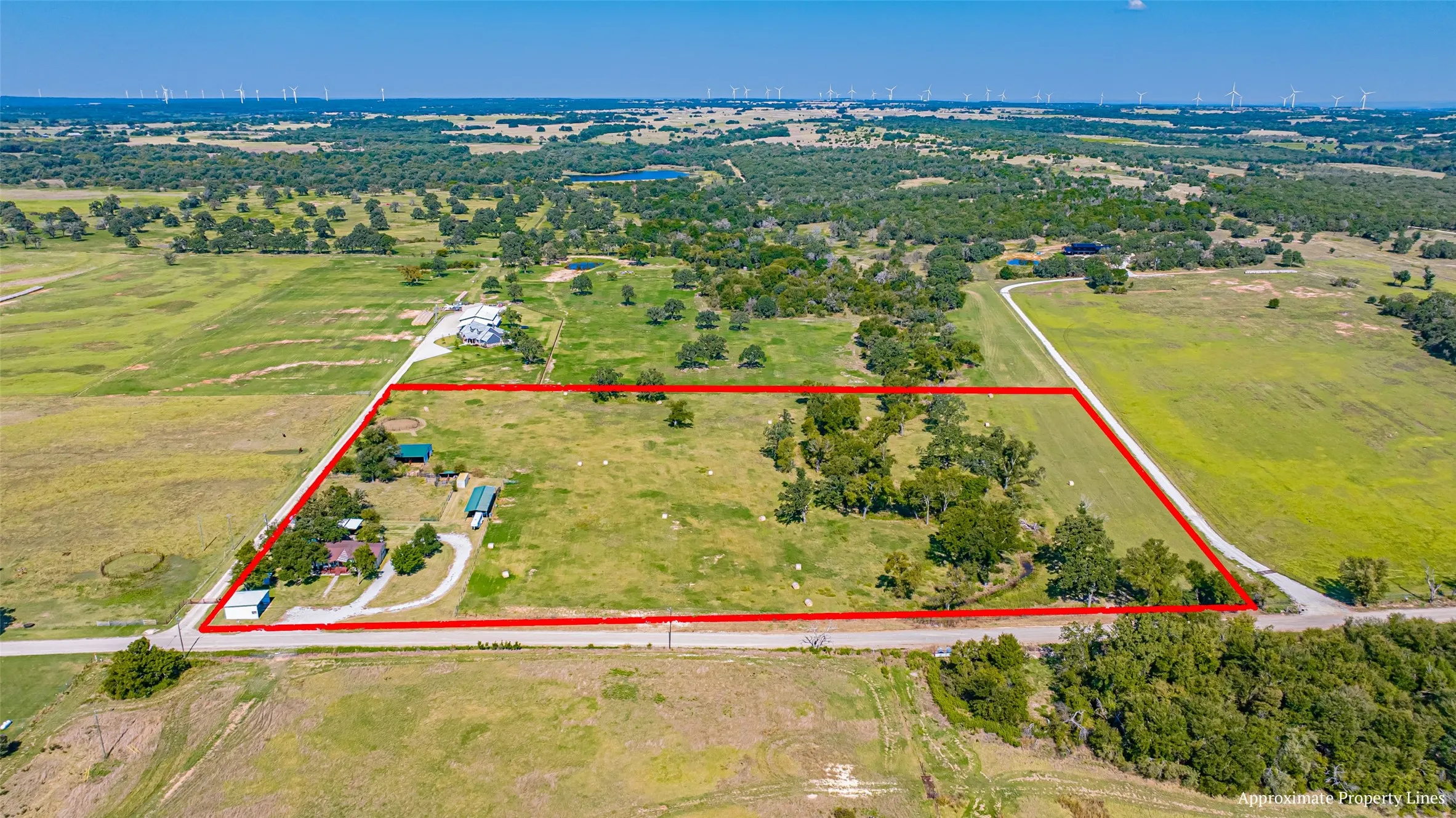 View of rural area with property parcel outlined.