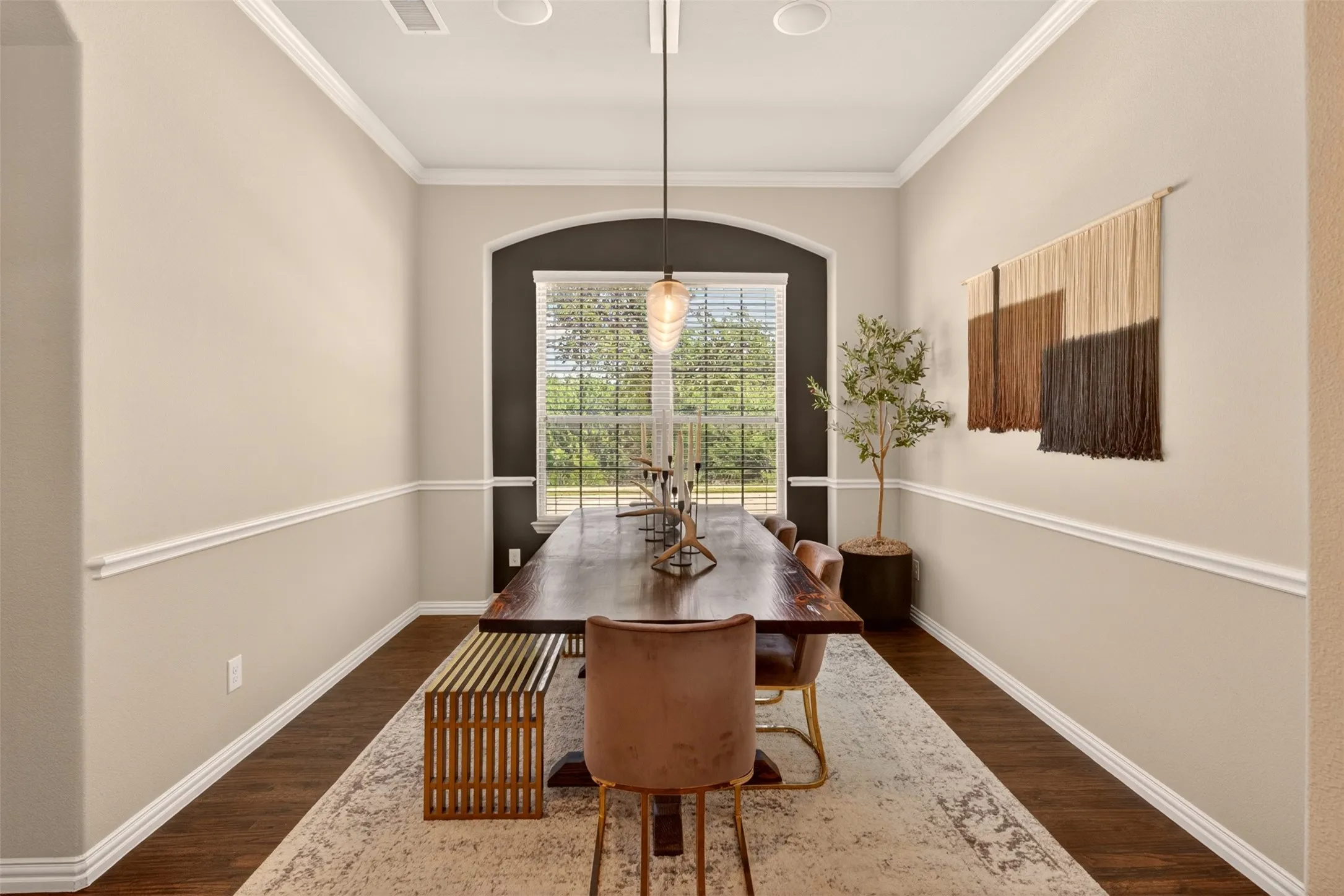 Formal dining room offers an elegant setting for dinners, holidays and special occasions.