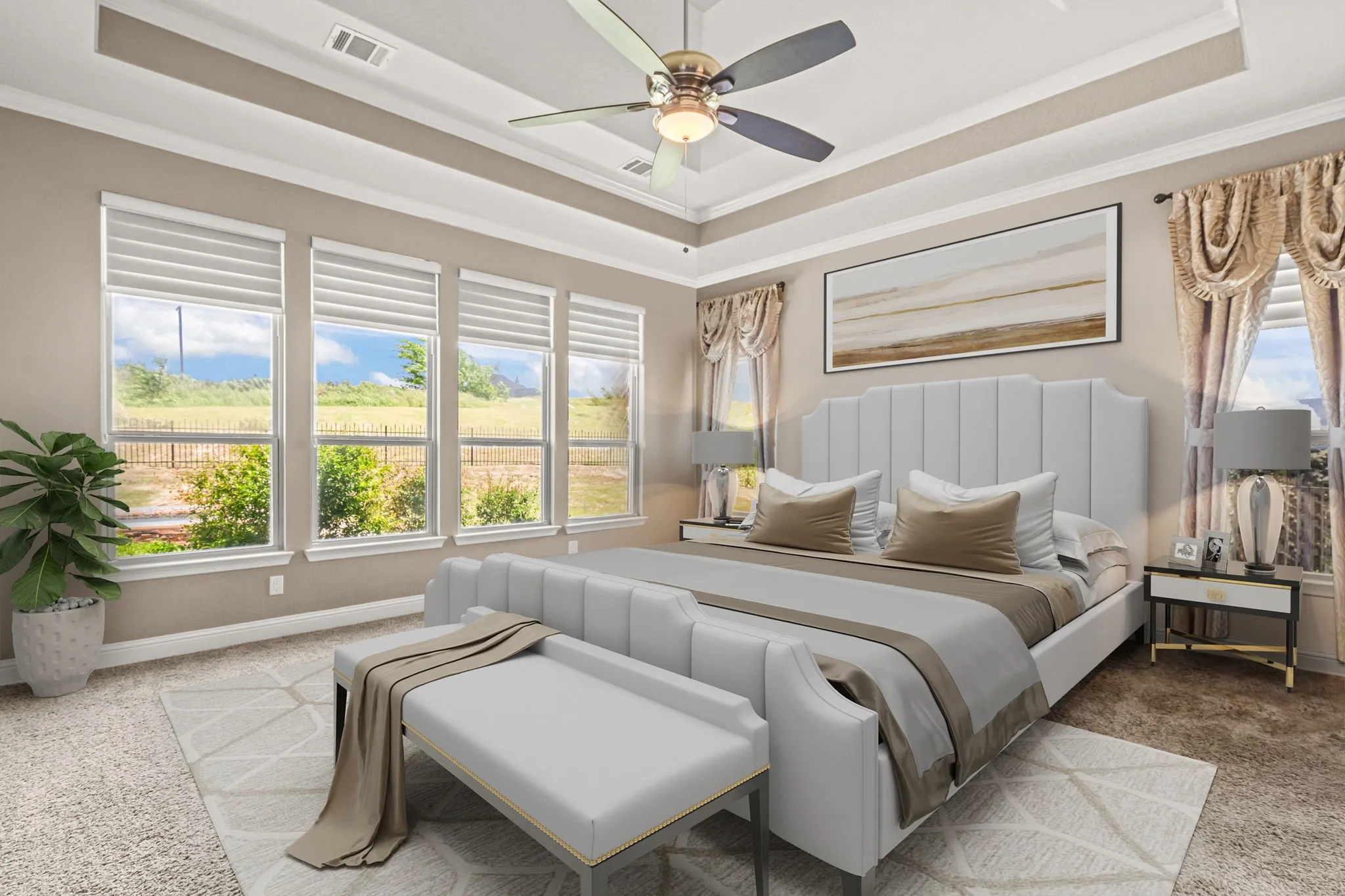Primary bedroom virtually staged